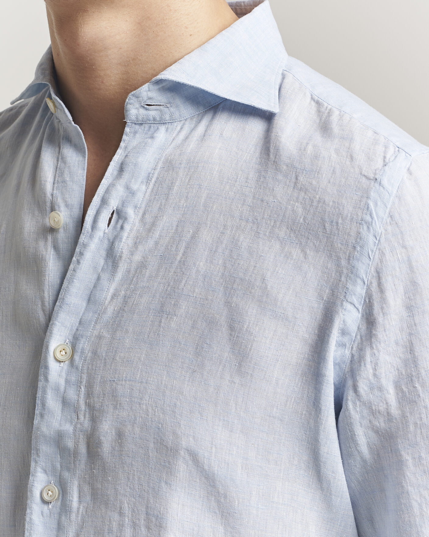 Herr | Skjortor | Finamore Napoli | Gaeta Linen Shirt Light Blue