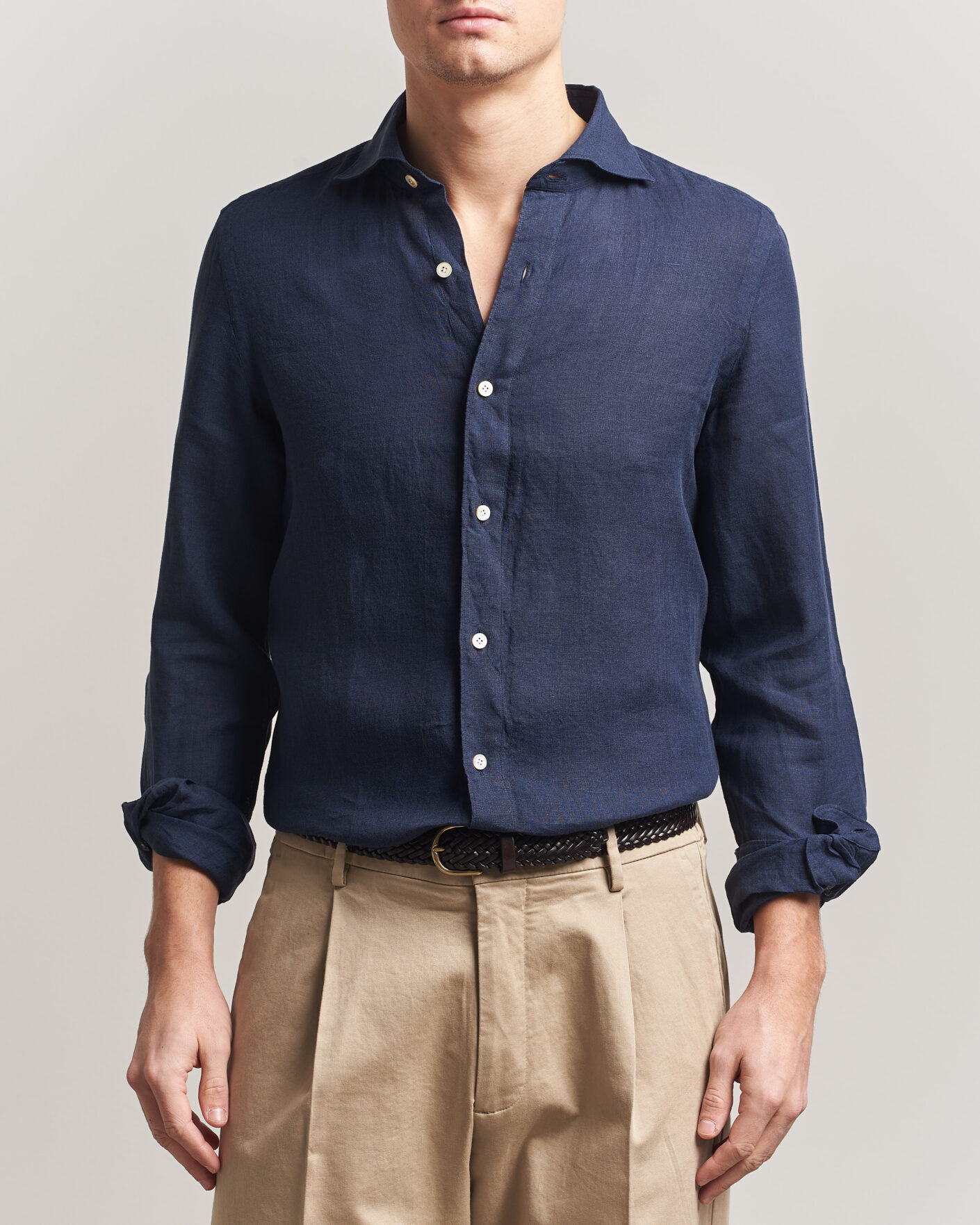 Herr | Skjortor | Finamore Napoli | Gaeta Linen Shirt Navy