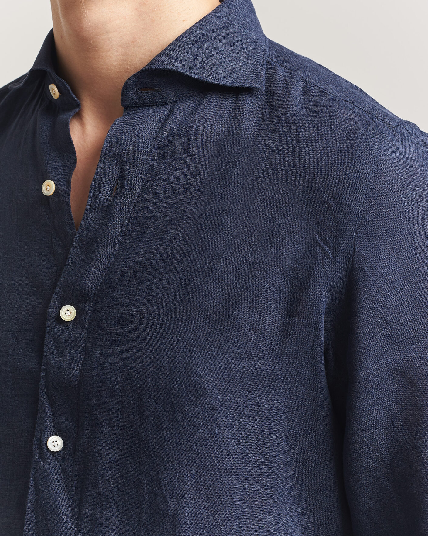 Herr | Skjortor | Finamore Napoli | Gaeta Linen Shirt Navy