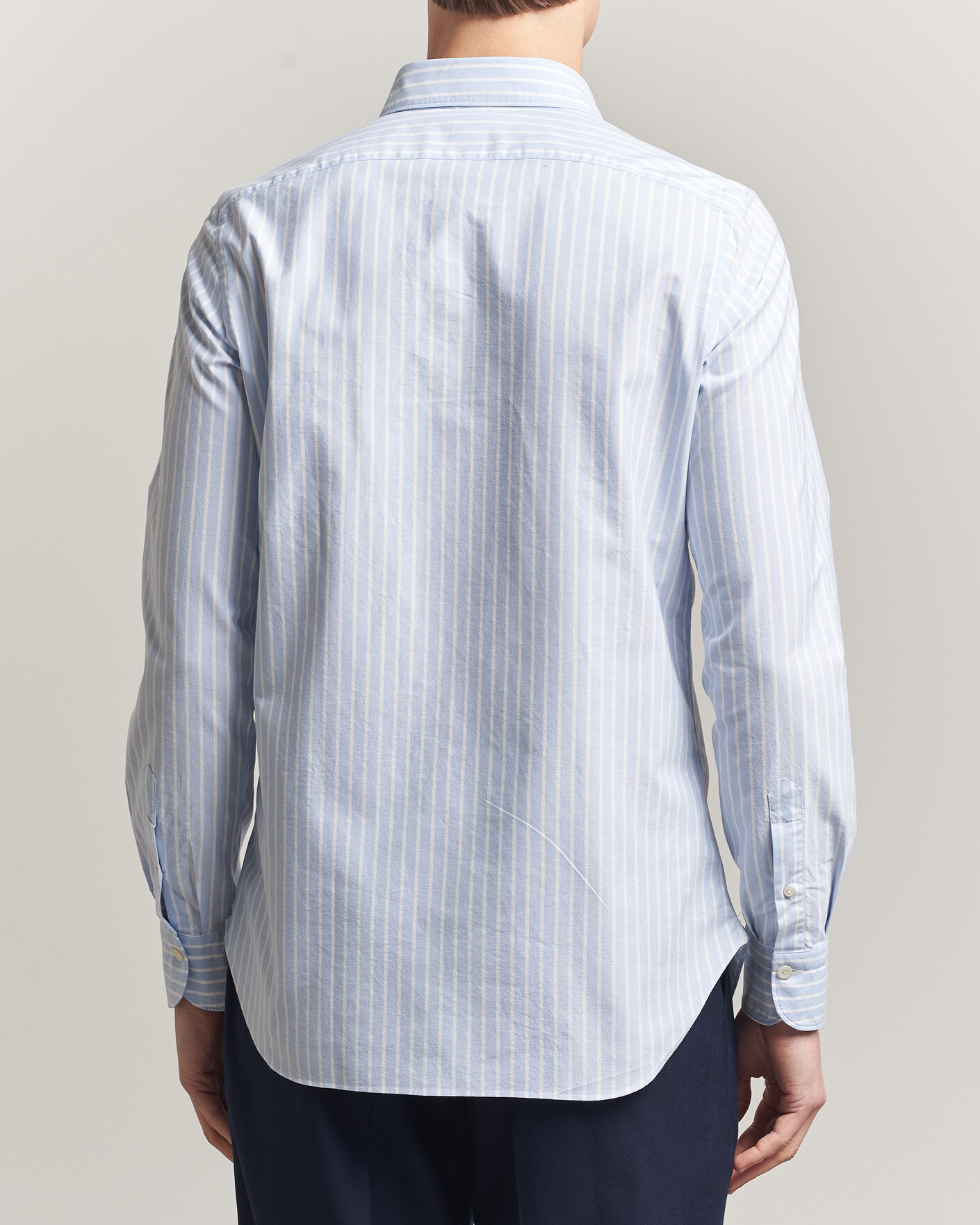 Herr | Skjortor | Finamore Napoli | Gaeta Pinpoint Oxford Shirt Light Blue Stripe