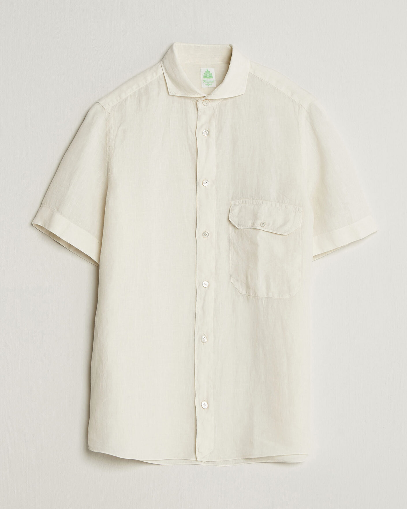 Herr | Skjortor | Finamore Napoli | Linen Short Sleeve Sport Shirt Off White