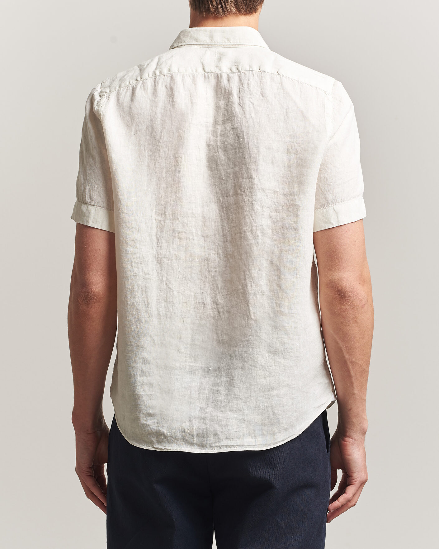 Herr | Skjortor | Finamore Napoli | Linen Short Sleeve Sport Shirt Off White