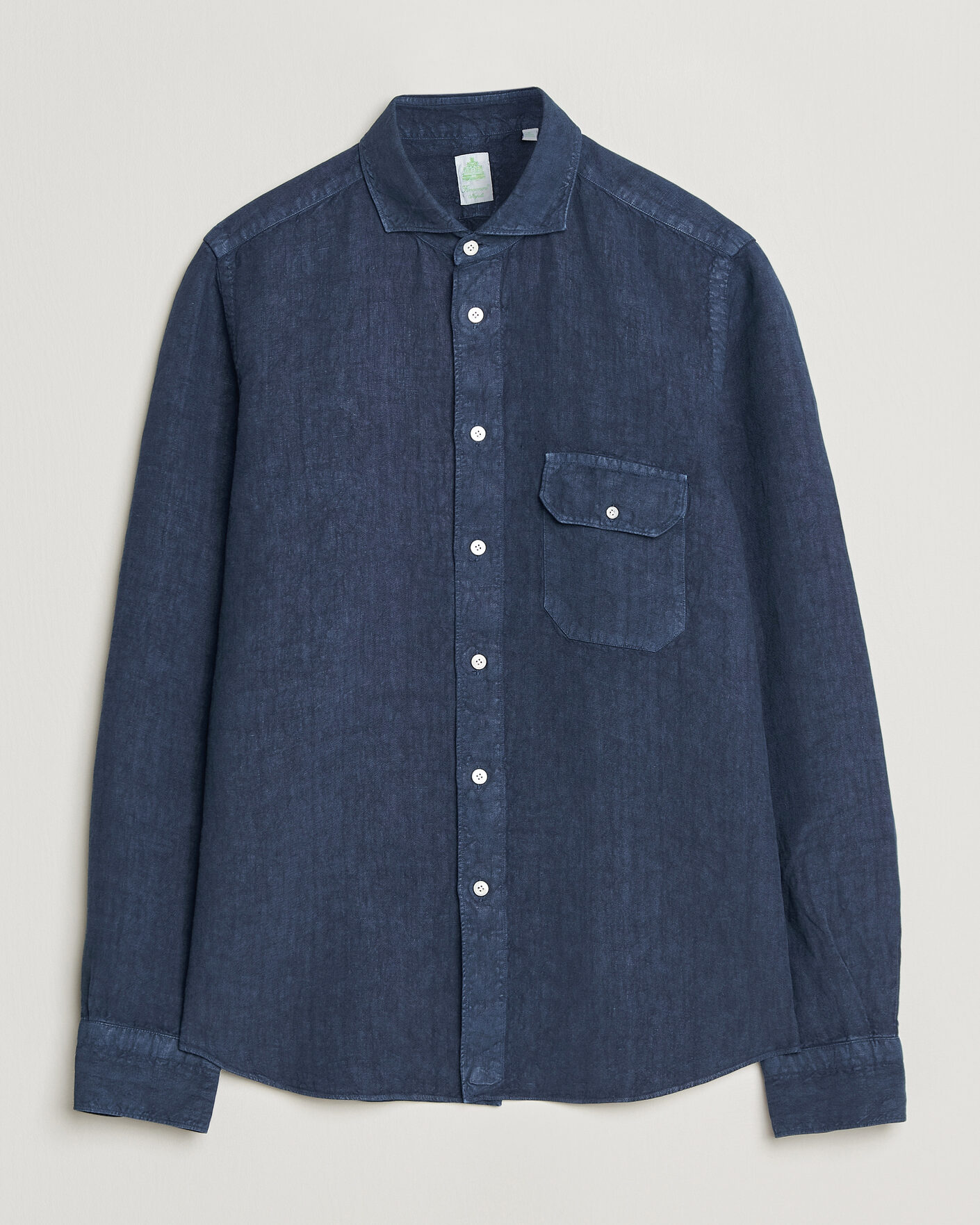Herr | Skjortor | Finamore Napoli | Salina Garment Dyed Linen Overshirt Navy
