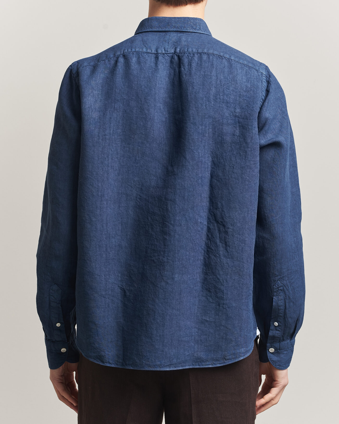Herr | Skjortor | Finamore Napoli | Salina Garment Dyed Linen Overshirt Navy