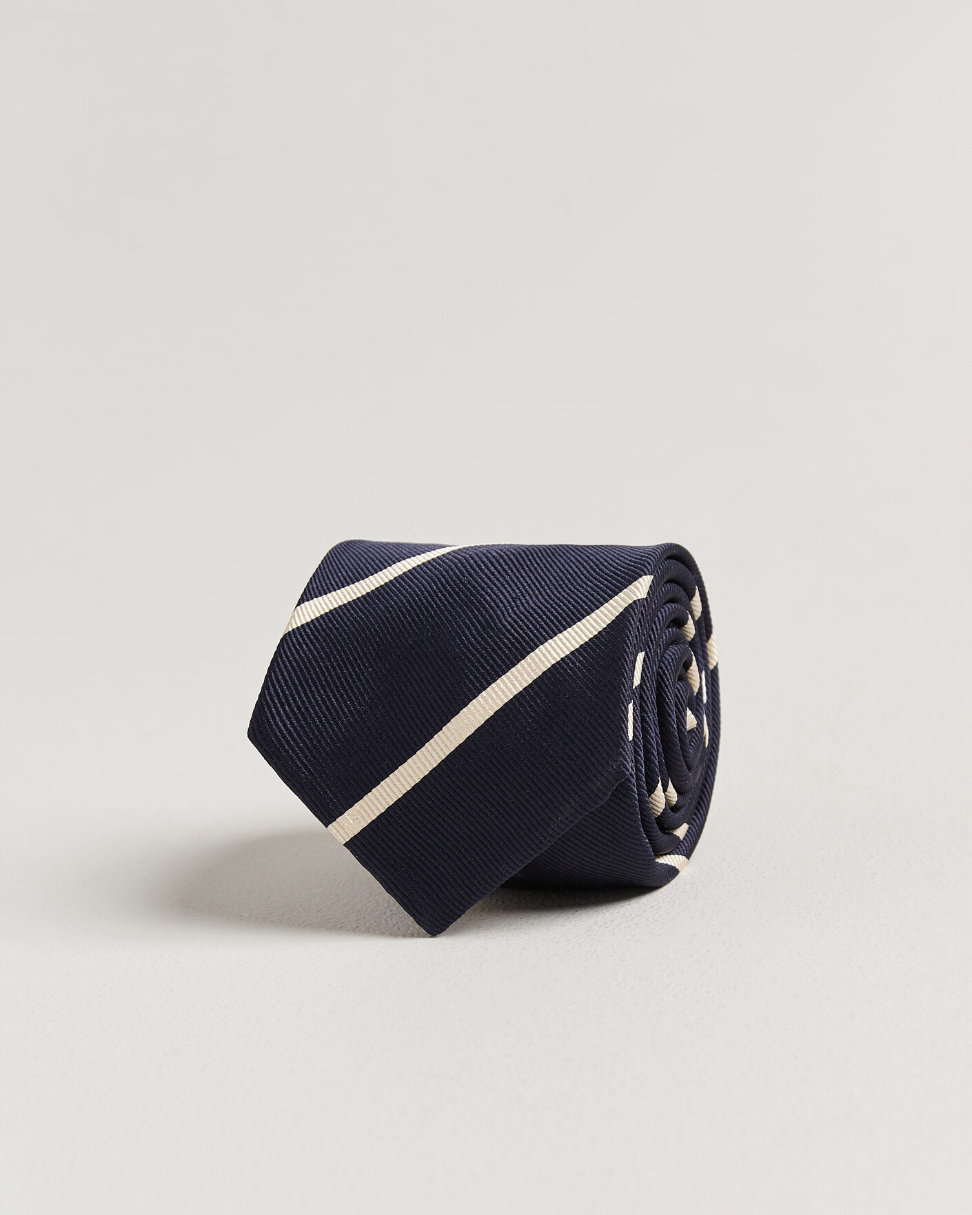 Herr | Slipsar | Finamore Napoli | Regimental Stripe Silk Tie Navy/White