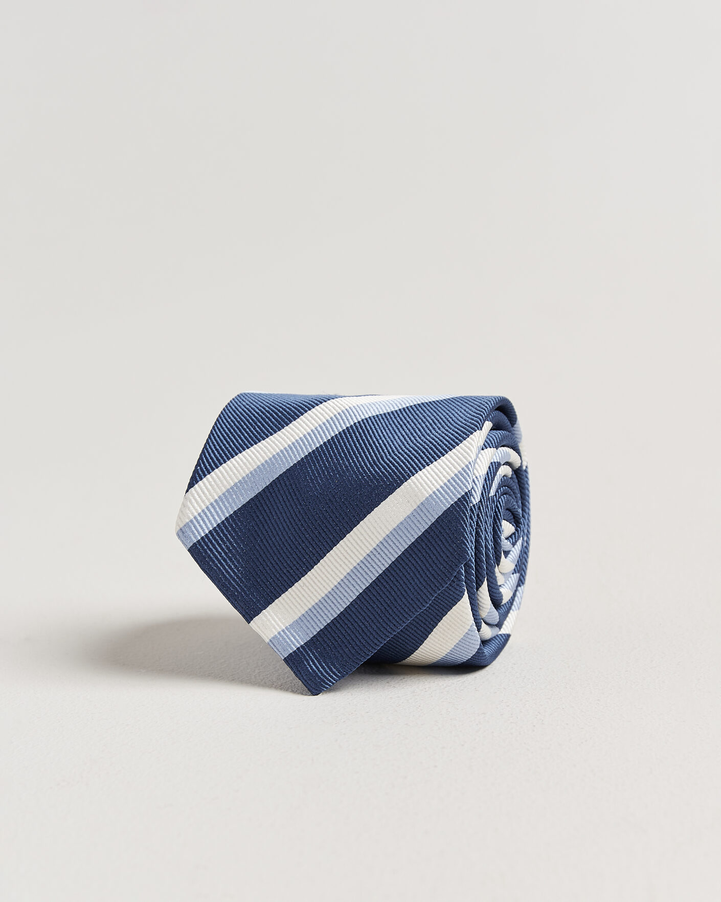Herr | Slipsar | Finamore Napoli | Regimental Stripe Silk Tie Blue/White