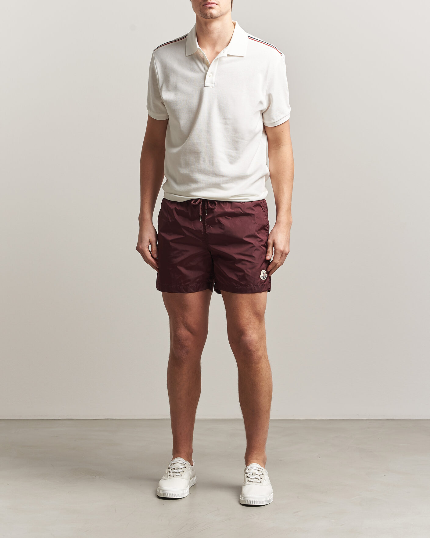 Herr | Badbyxor | Moncler | Nylon Swim Shorts Burgundy