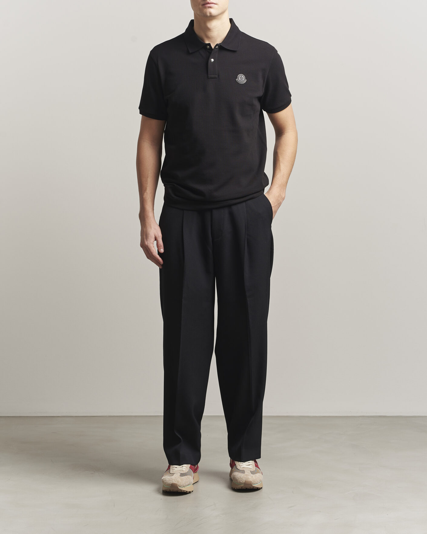 Herr | Pikéer | Moncler | Luxury Logo Polo Black
