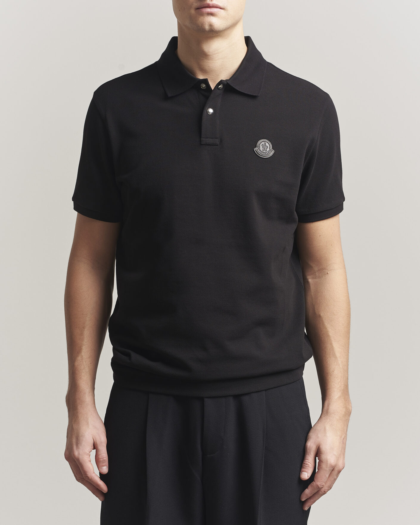 Herr | Pikéer | Moncler | Luxury Logo Polo Black