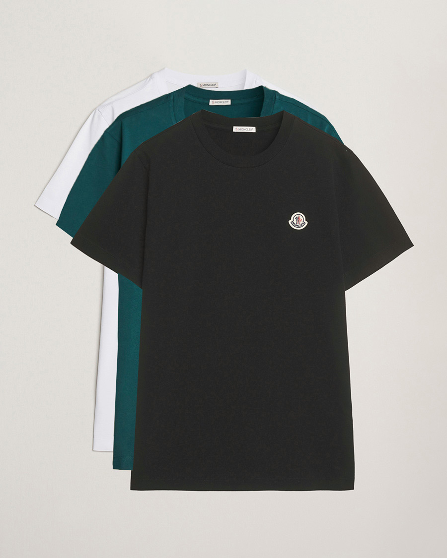Herr | T-Shirts | Moncler | 3-Pack Logo T-Shirts Black/White/Green