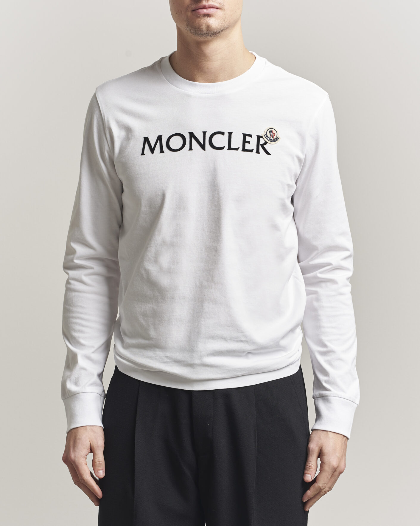Herr | T-Shirts | Moncler | Lettering Logo Long Sleeve T-Shirt White