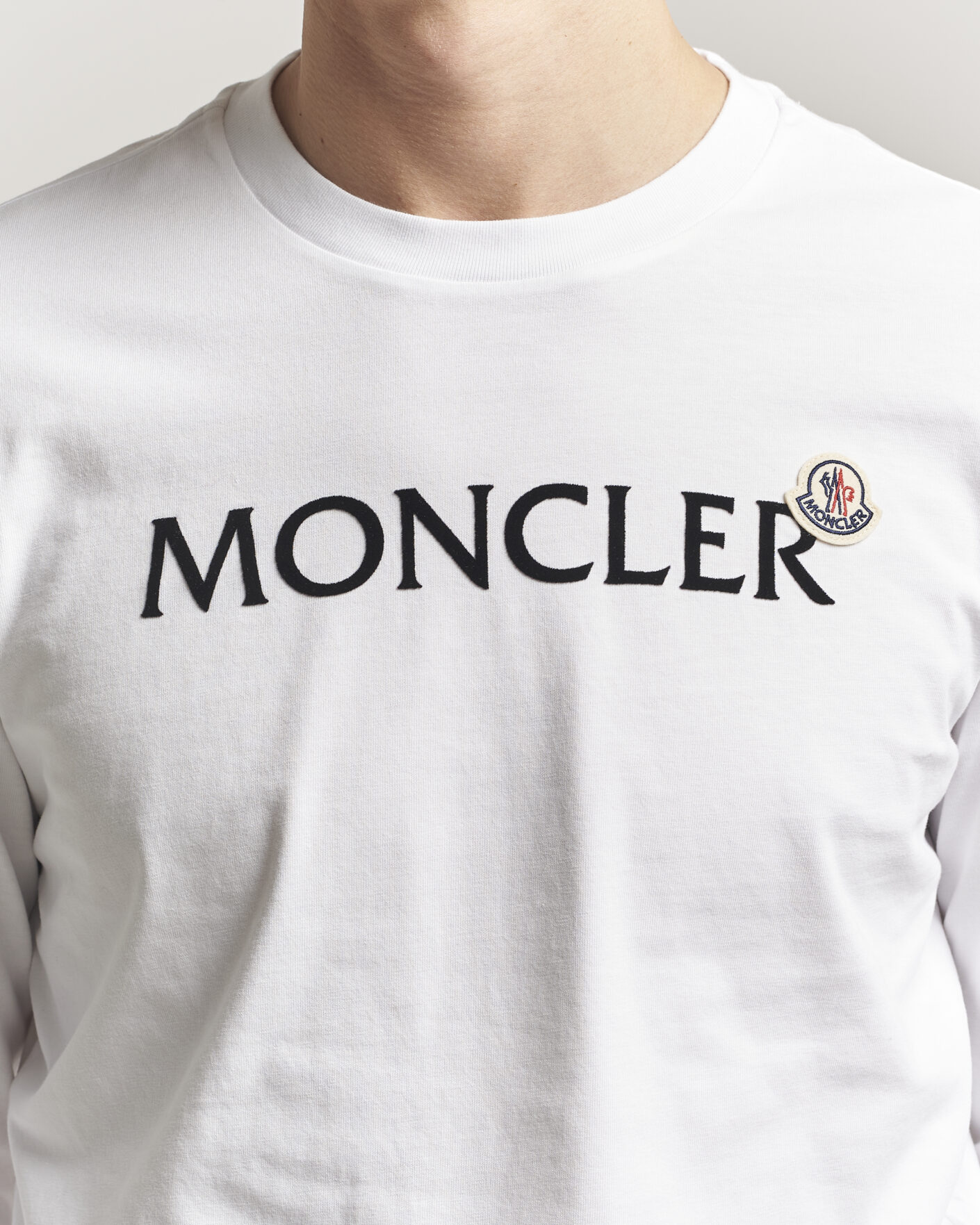 Herr | T-Shirts | Moncler | Lettering Logo Long Sleeve T-Shirt White