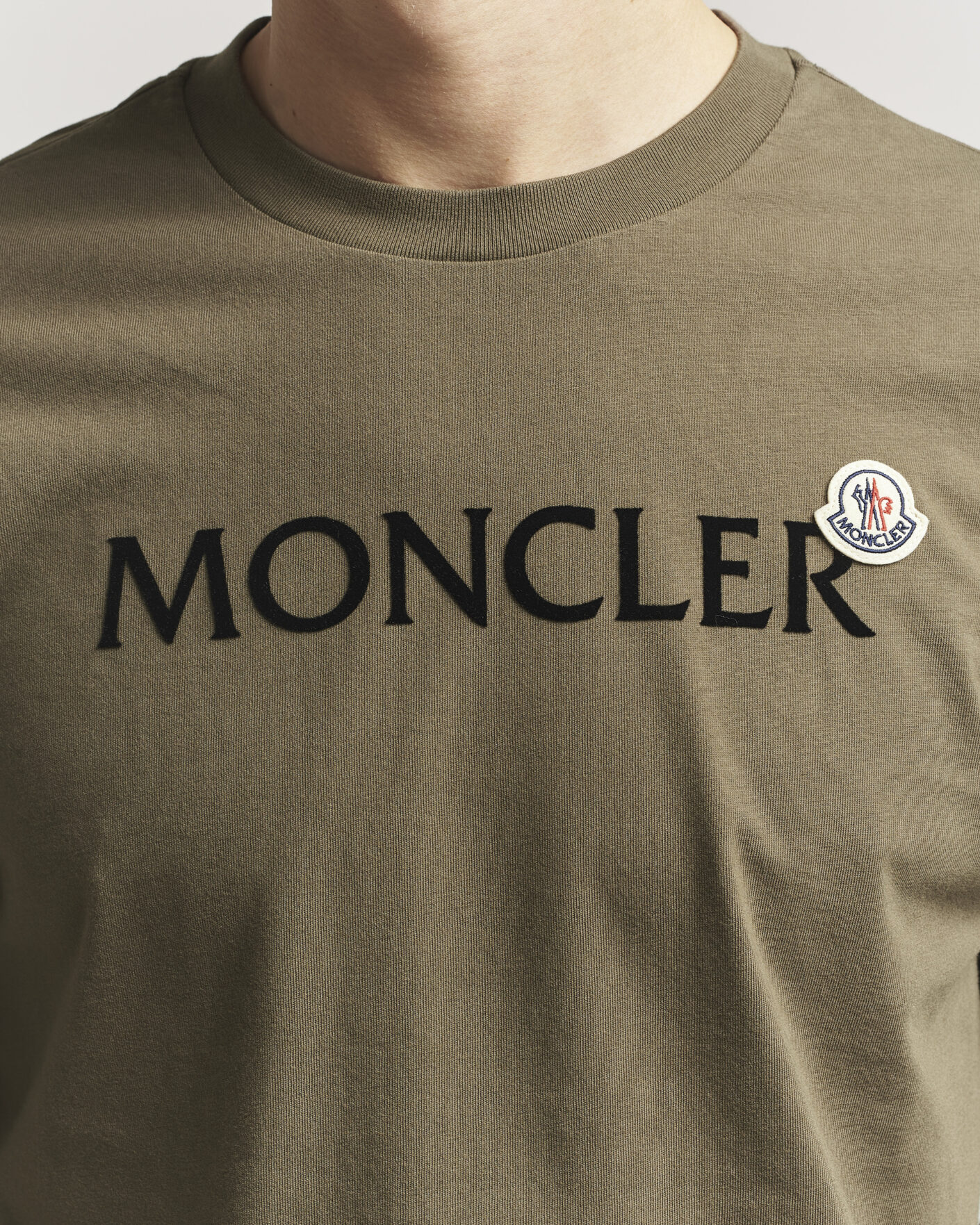 Herr | T-Shirts | Moncler | Lettering Logo Long Sleeve T-Shirt Desert