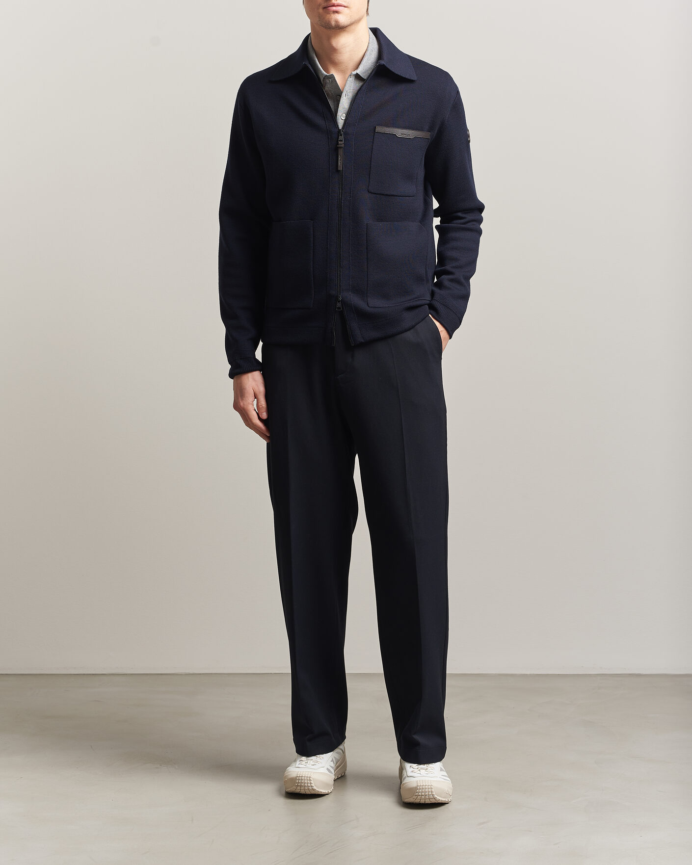 Herr | Tröjor | Moncler | Zip Wool Cardigan Navy