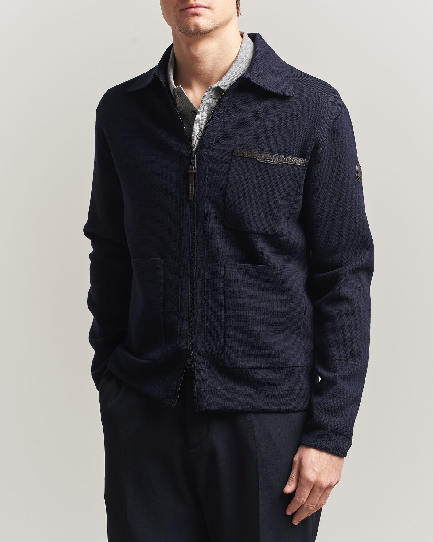 Herr | Tröjor | Moncler | Zip Wool Cardigan Navy