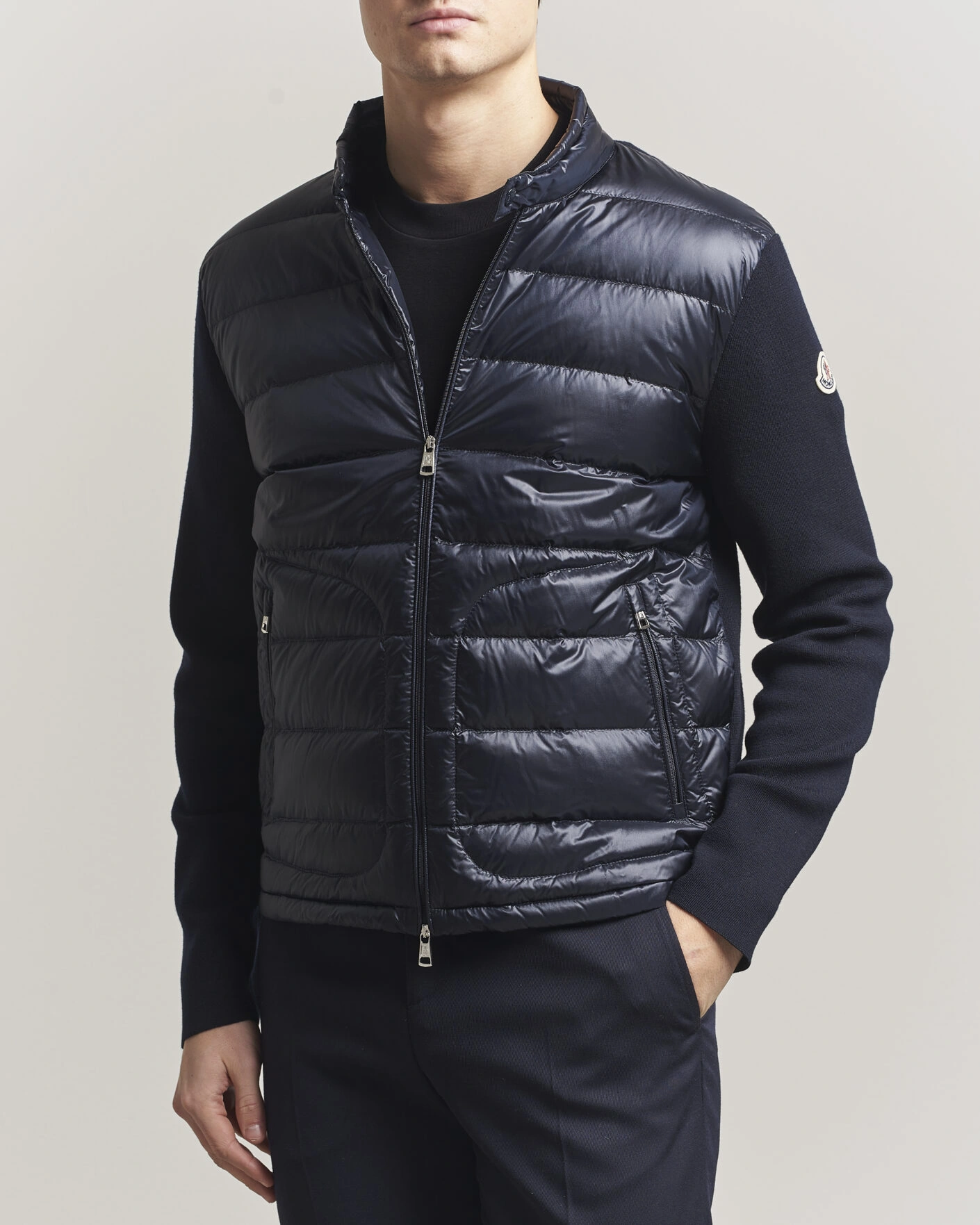 Herr | Jackor | Moncler | Hybrid Laque Zip Cardigan Navy