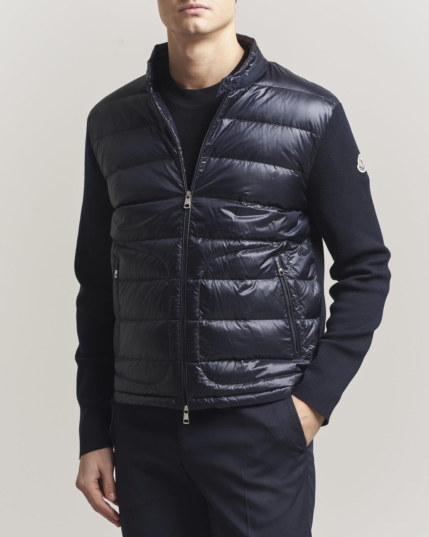 Herr | Jackor | Moncler | Hybrid Laque Zip Cardigan Navy