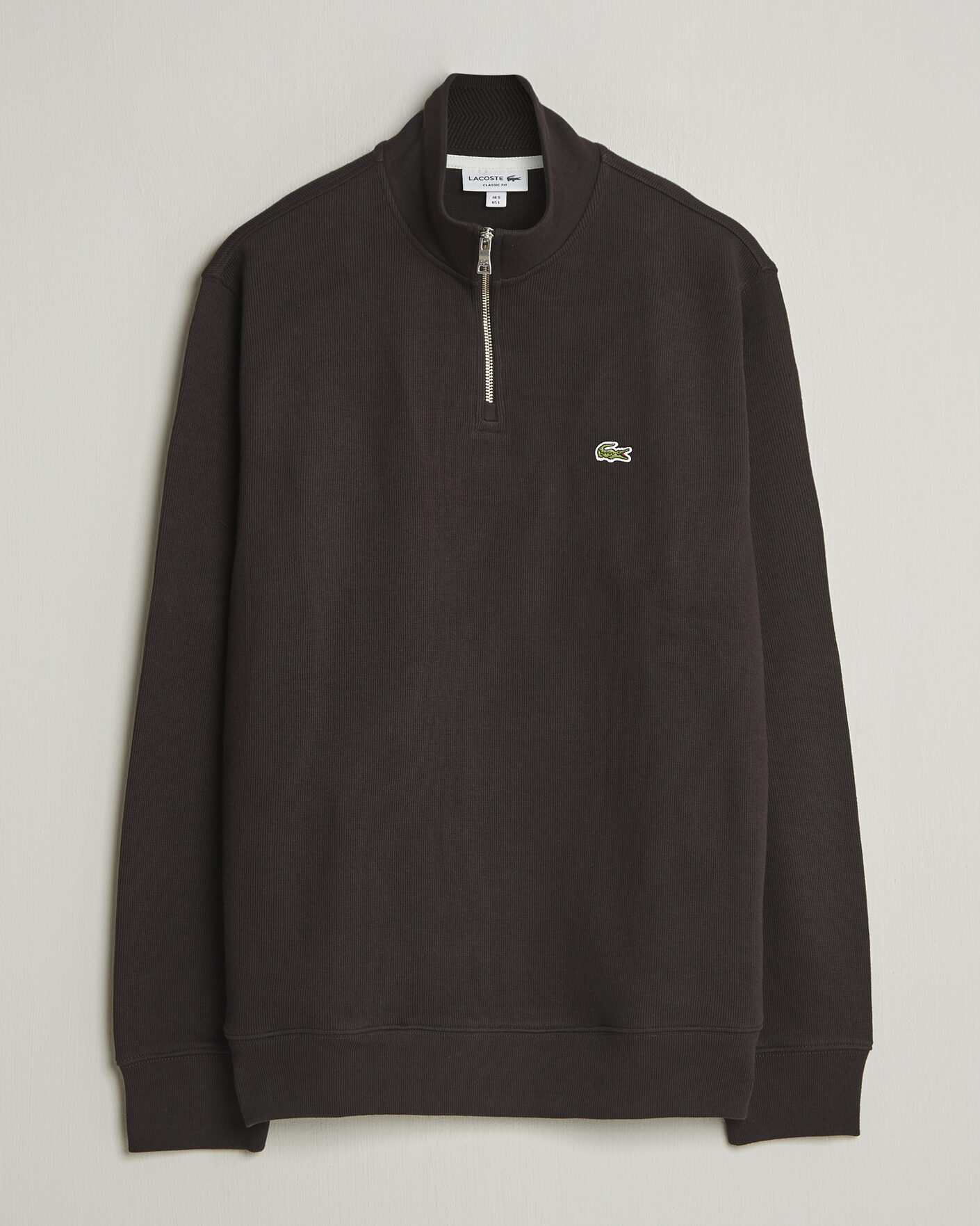 Herr | Tröjor | Lacoste | Rib Interlock Half Zip Buffle Brown