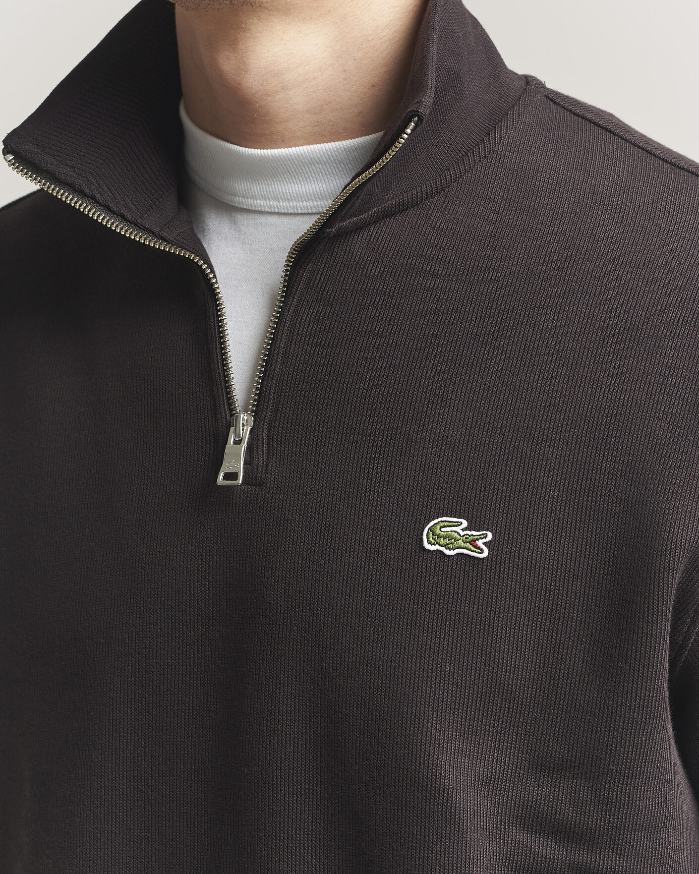 Herr | Tröjor | Lacoste | Rib Interlock Half Zip Buffle Brown