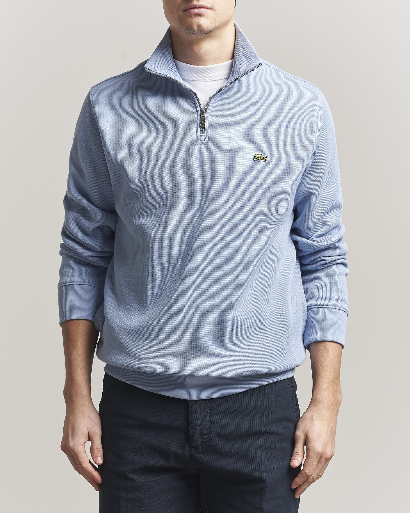 Herr | Tröjor | Lacoste | Rib Interlock Half Zip Aphylla Blue