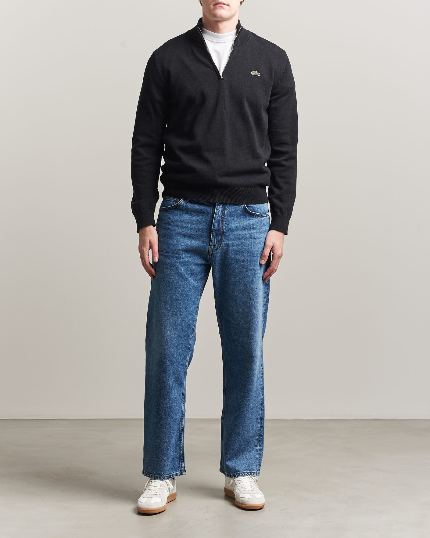 Herr | Tröjor | Lacoste | Cotton Knitted Half Zip Black