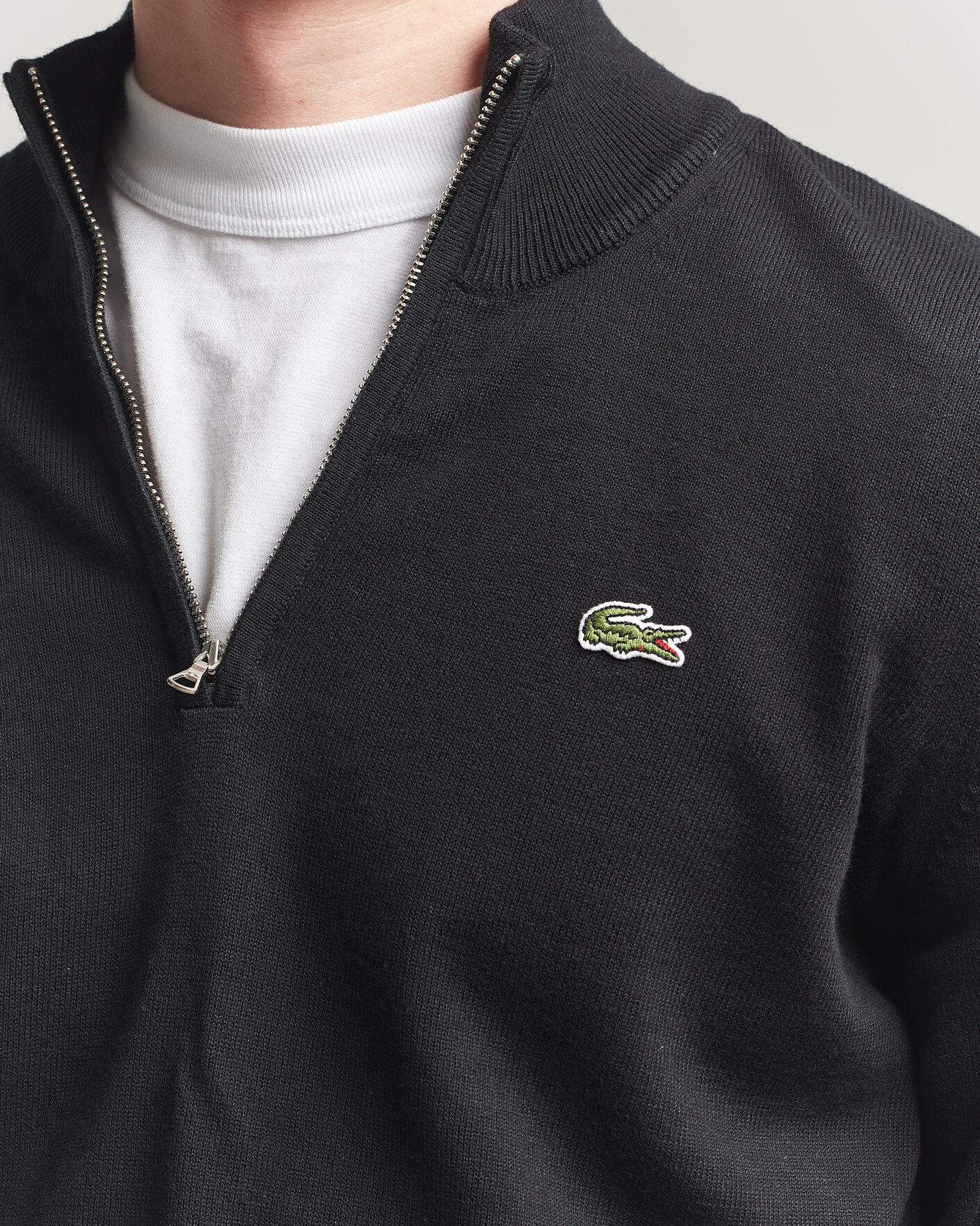 Herr | Tröjor | Lacoste | Cotton Knitted Half Zip Black