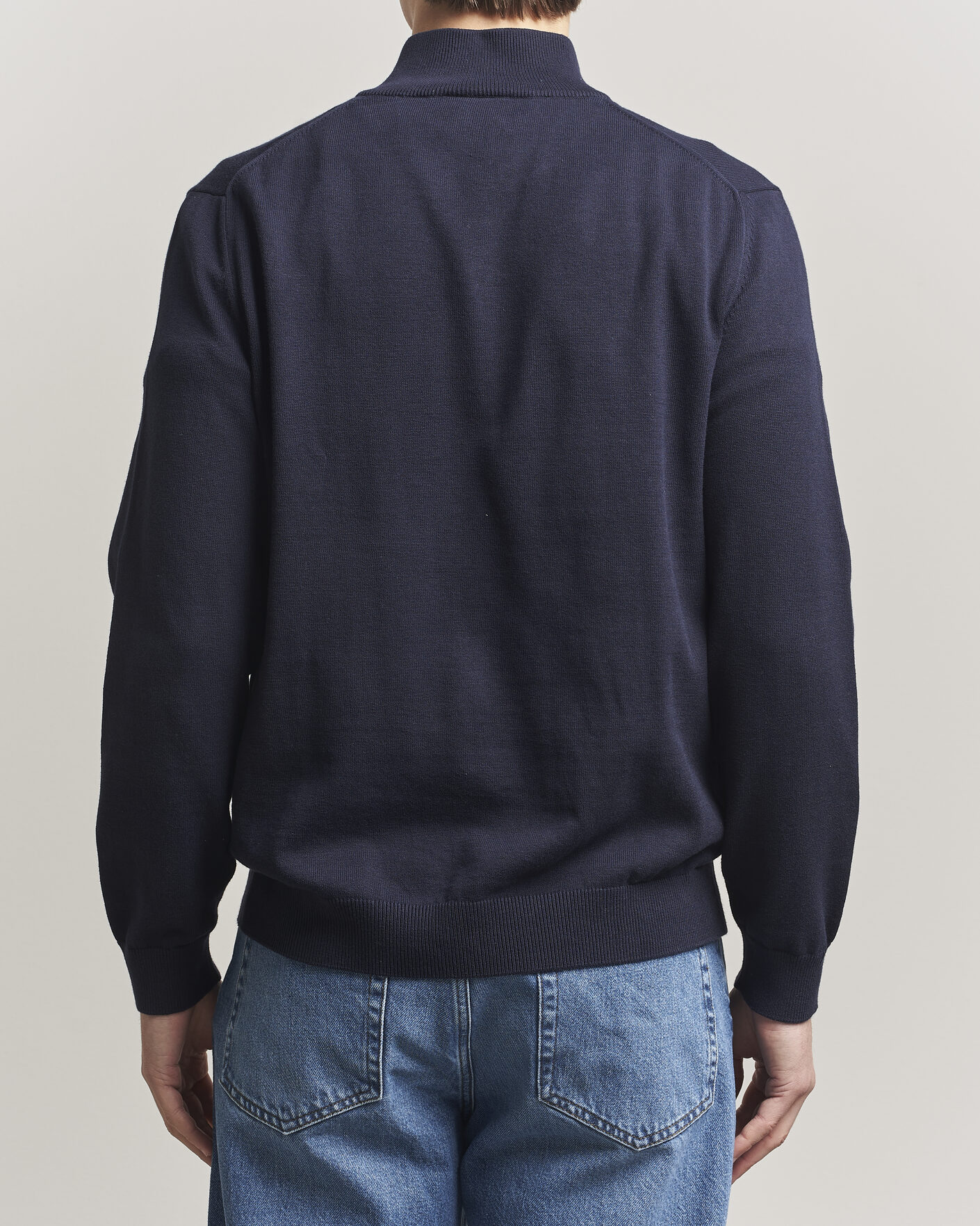 Herr | Tröjor | Lacoste | Cotton Knitted Half Zip Navy Blue