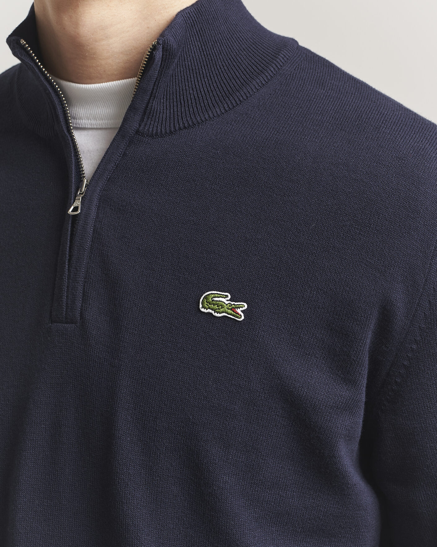 Herr | Tröjor | Lacoste | Cotton Knitted Half Zip Navy Blue