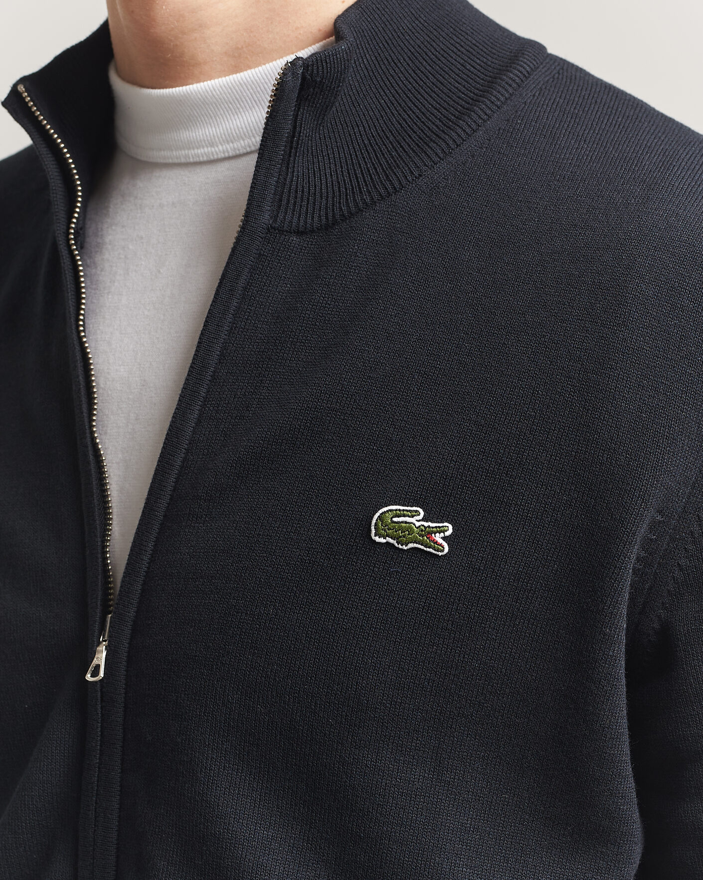 Herr | Tröjor | Lacoste | Cotton Knitted Full Zip Black