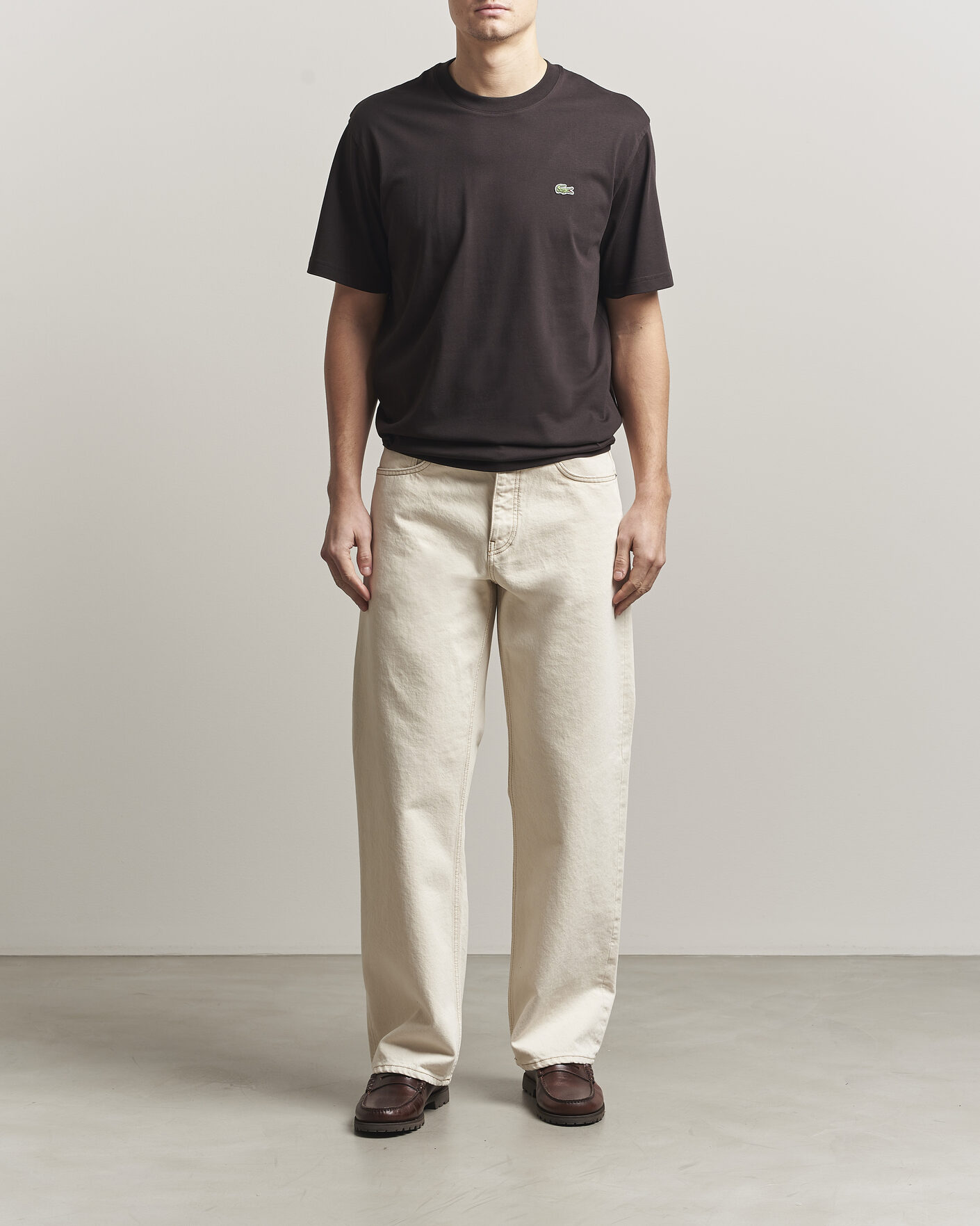 Herr | T-Shirts | Lacoste | Crew Neck T-Shirt Buffle Brown