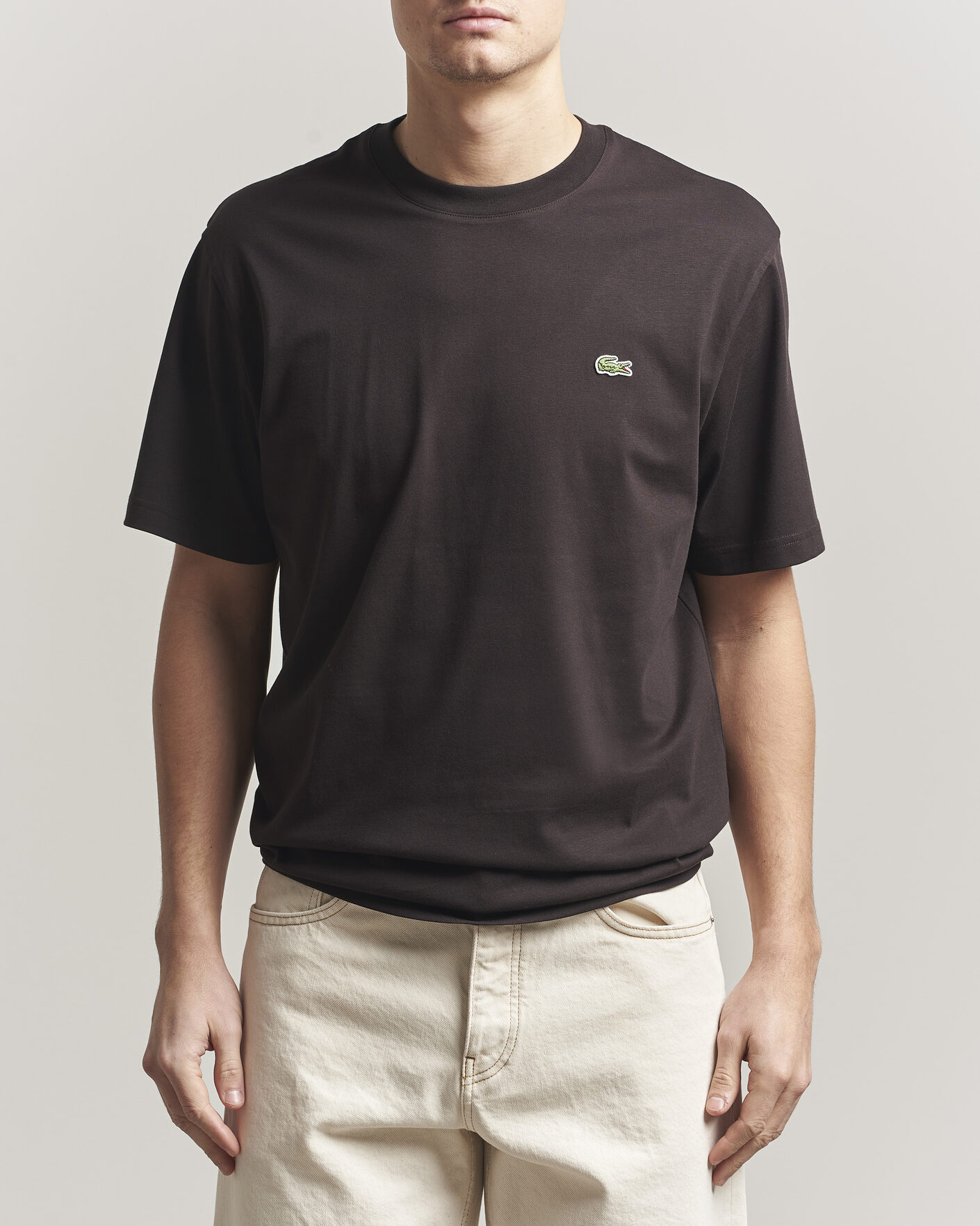 Herr | T-Shirts | Lacoste | Crew Neck T-Shirt Buffle Brown