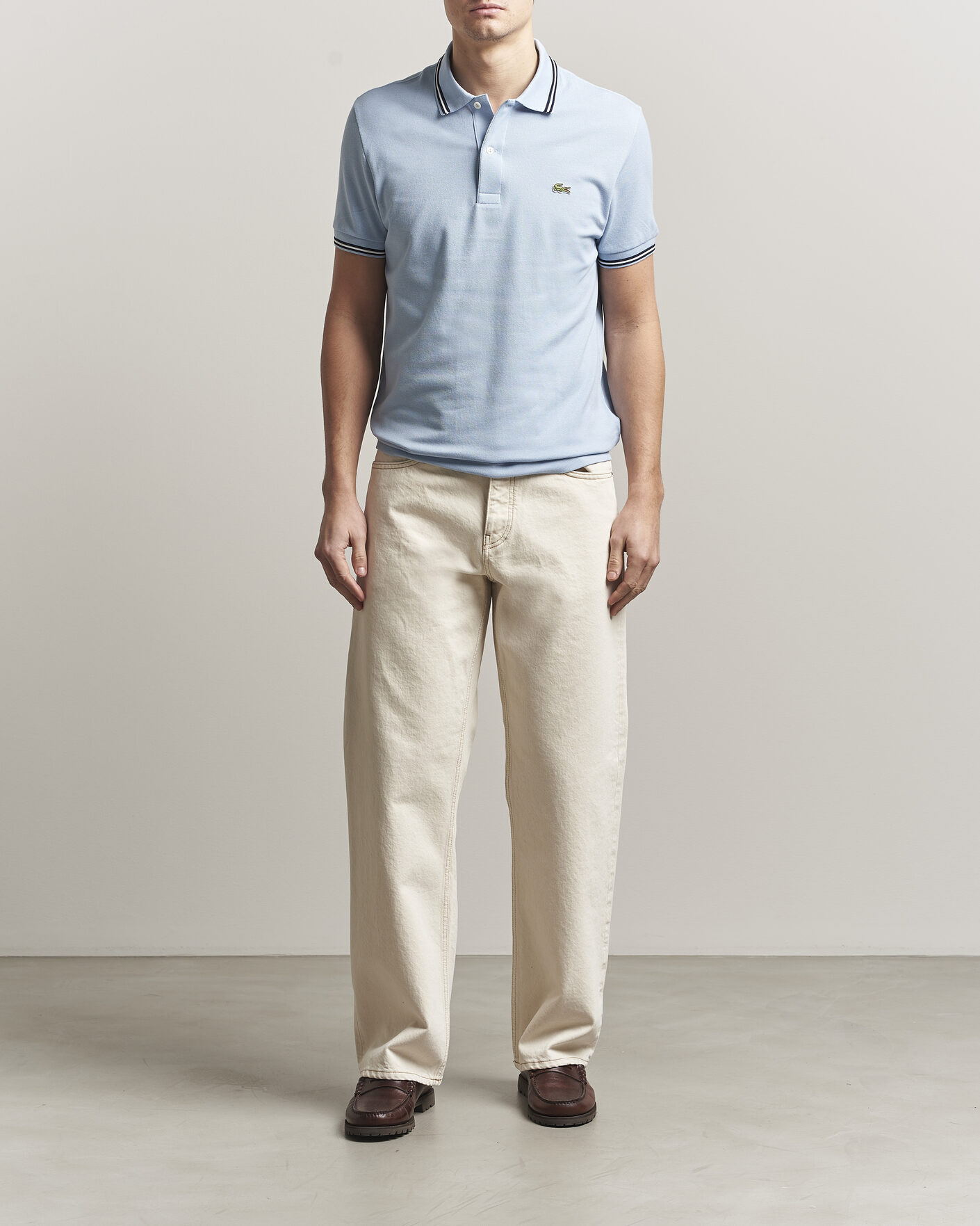 Herr | Pikéer | Lacoste | Original Tipped Polo Piké Chambray