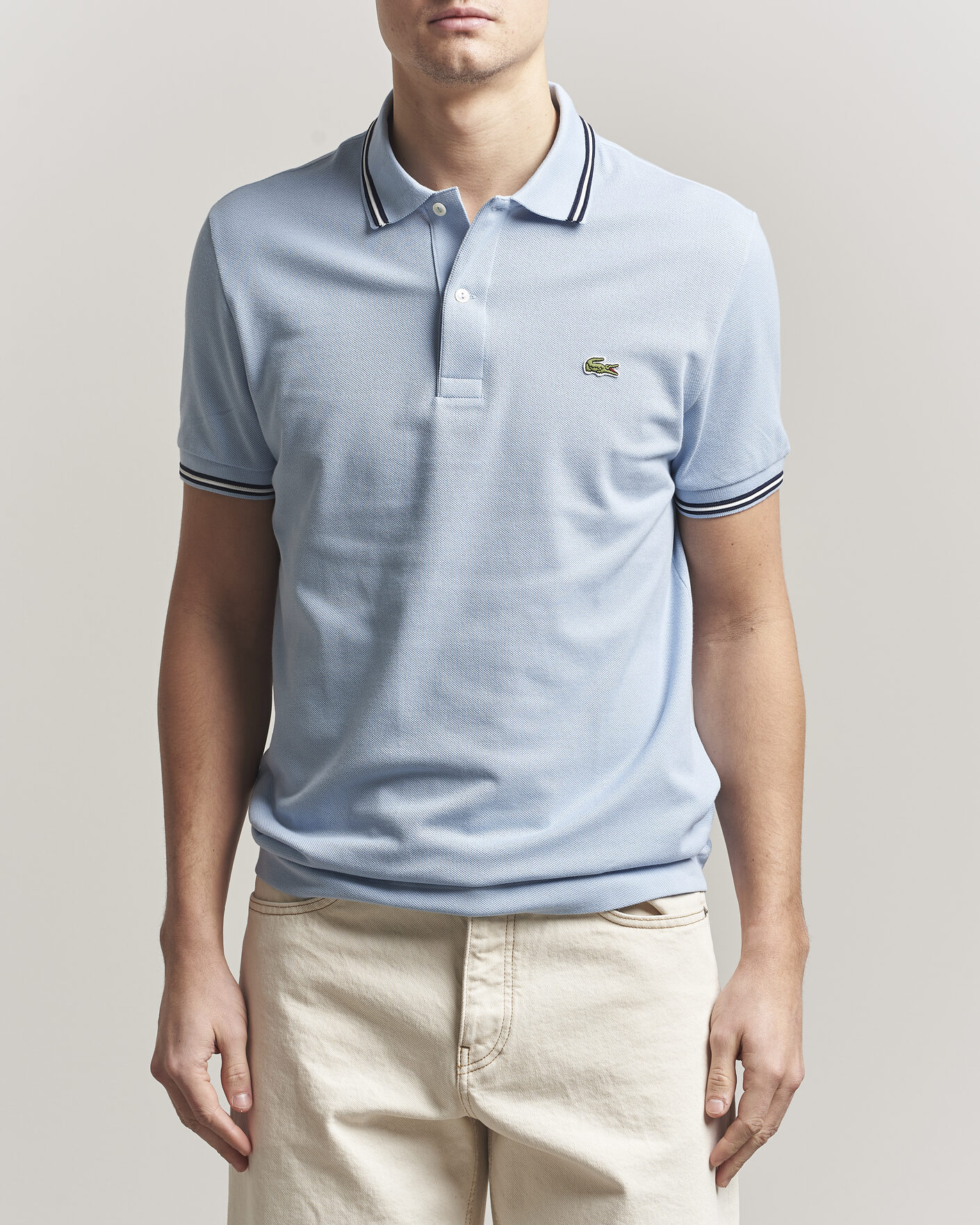 Herr | Pikéer | Lacoste | Original Tipped Polo Piké Chambray