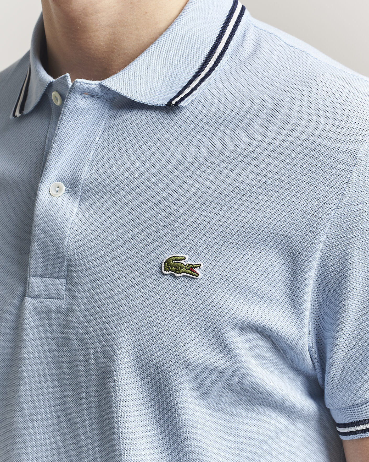 Herr | Pikéer | Lacoste | Original Tipped Polo Piké Chambray