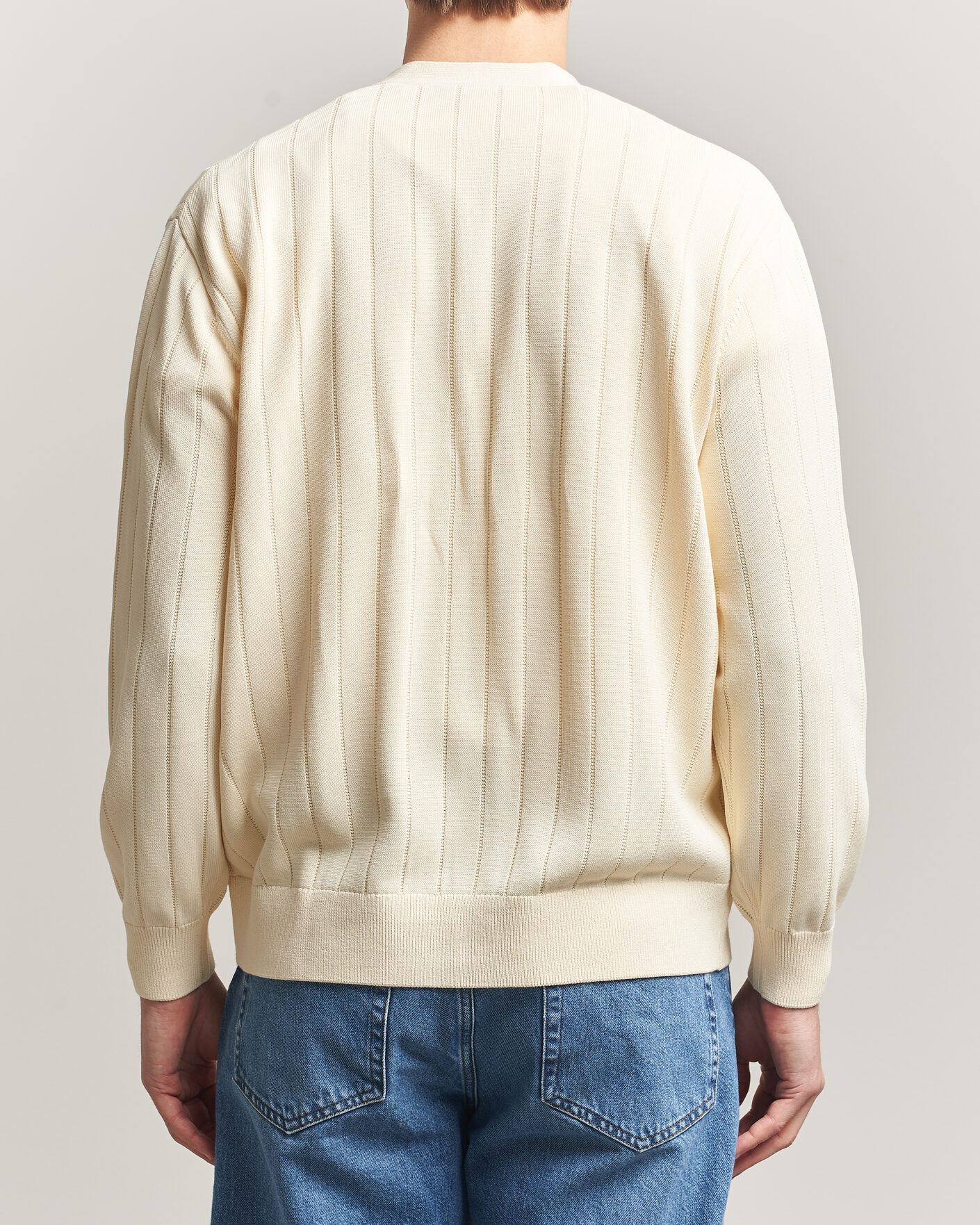 Herr | Tröjor | Lacoste | Cotton Structured Knitted Cardigan Naturel Clair