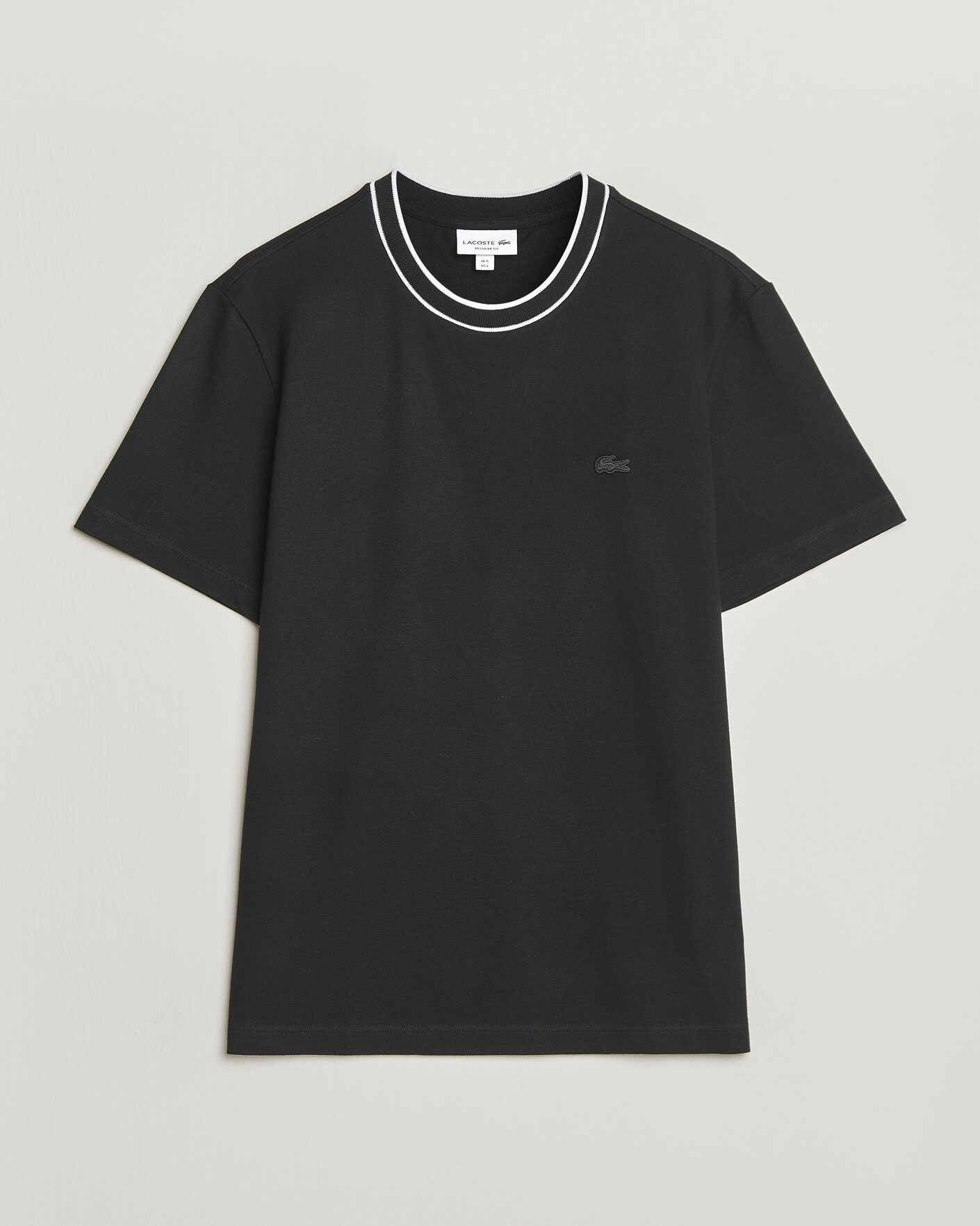 Herr | T-Shirts | Lacoste | Contrast Rib Piqué T-Shirt Black