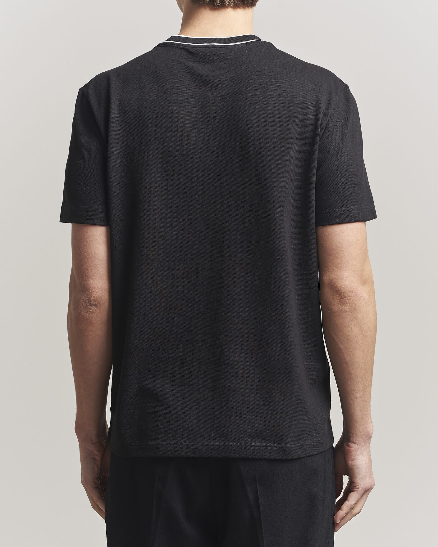 Herr | T-Shirts | Lacoste | Contrast Rib Piqué T-Shirt Black