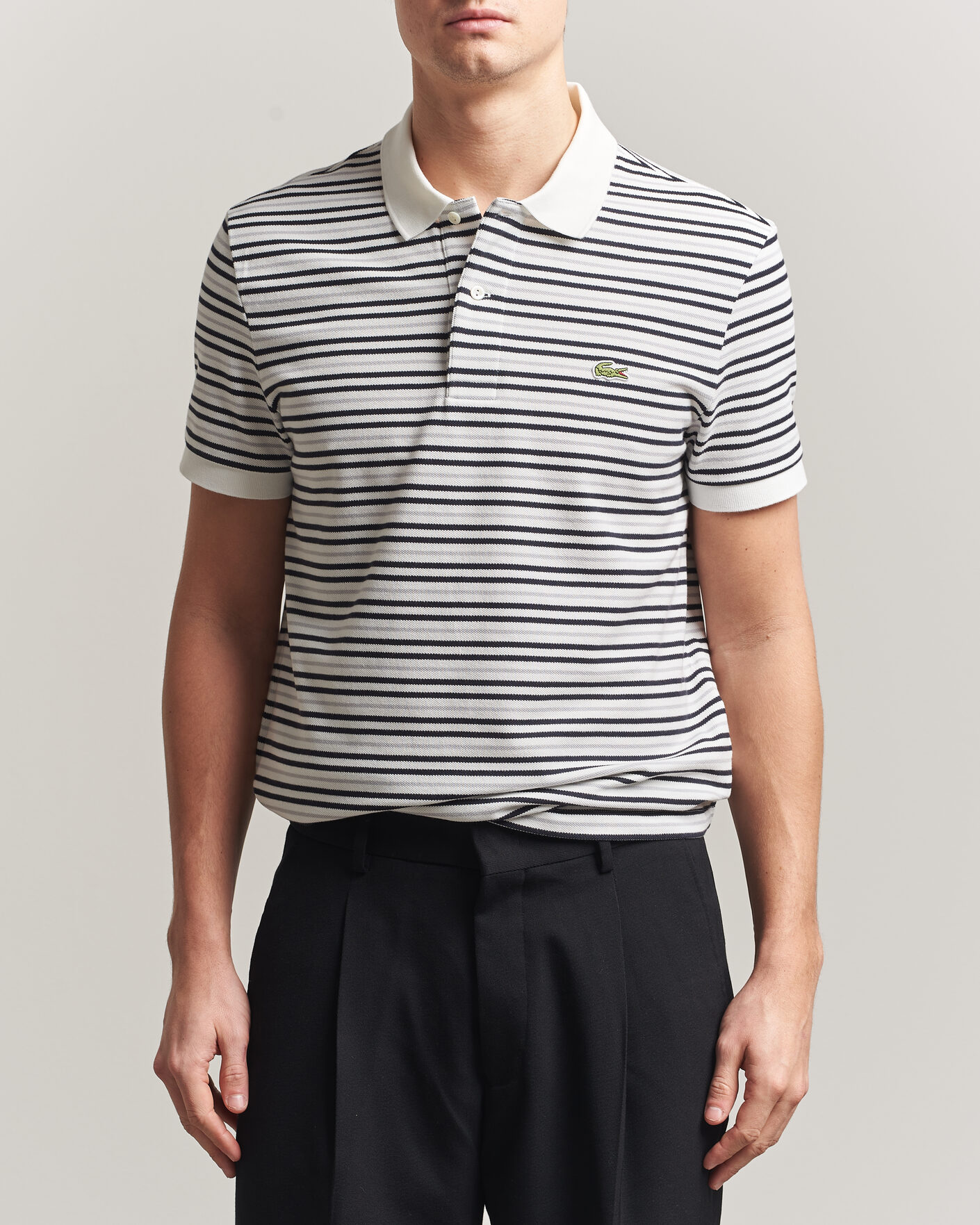 Herr | Pikéer | Lacoste | Original Striped Polo Piké Blackbird/Flour