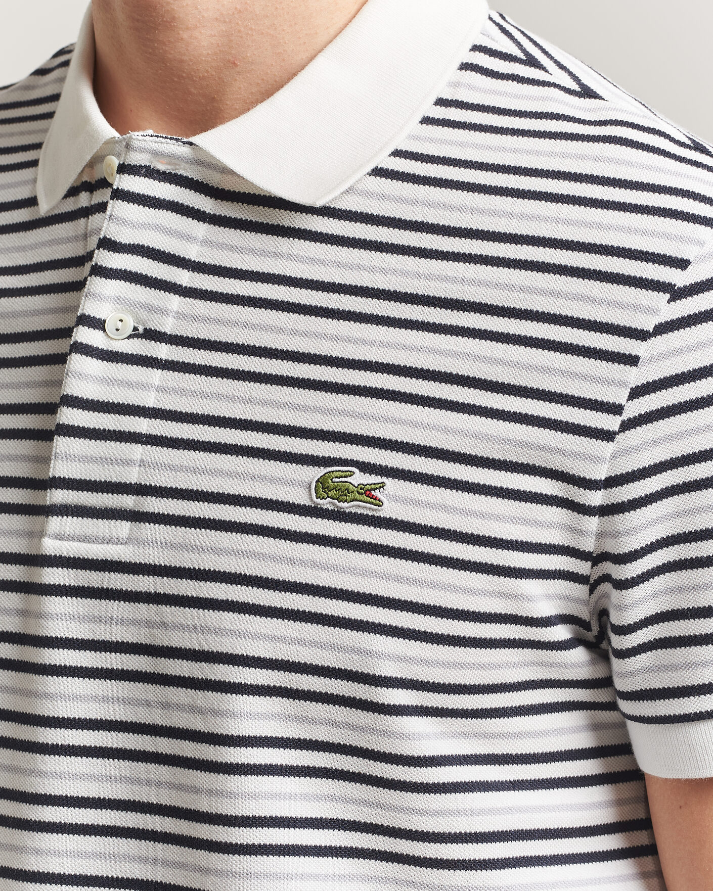 Herr | Pikéer | Lacoste | Original Striped Polo Piké Blackbird/Flour