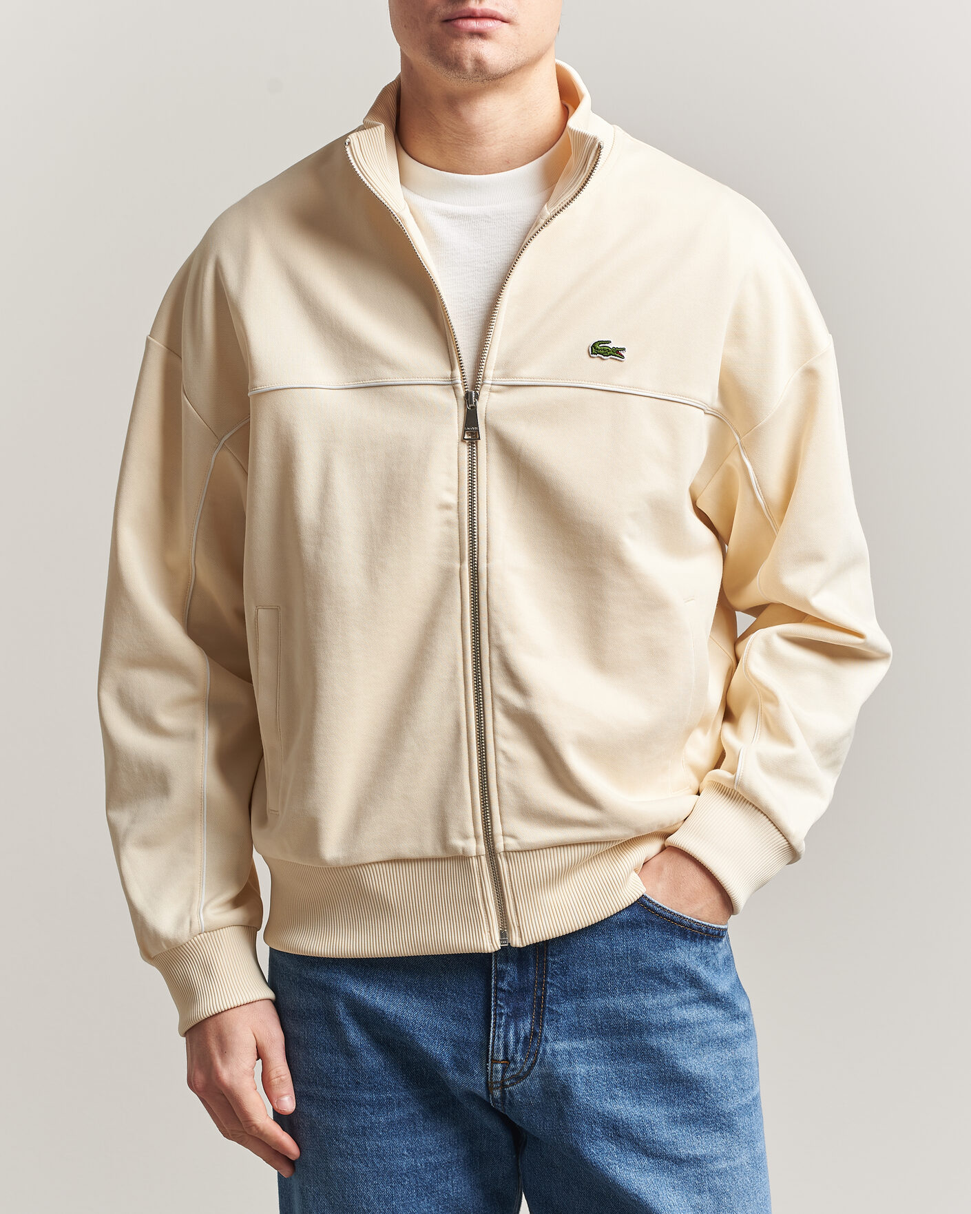 Herr | Tröjor | Lacoste | Piqué Track Jacket Naturel Clair