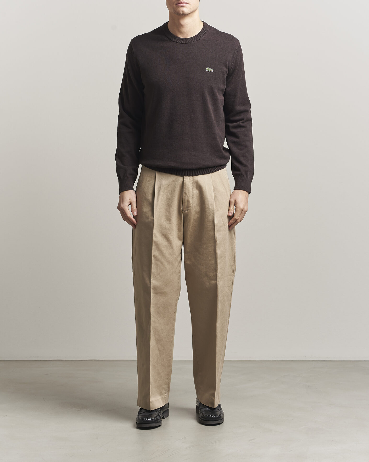 Herr | Tröjor | Lacoste | Cotton Knitted Sweater Buffalo Brown