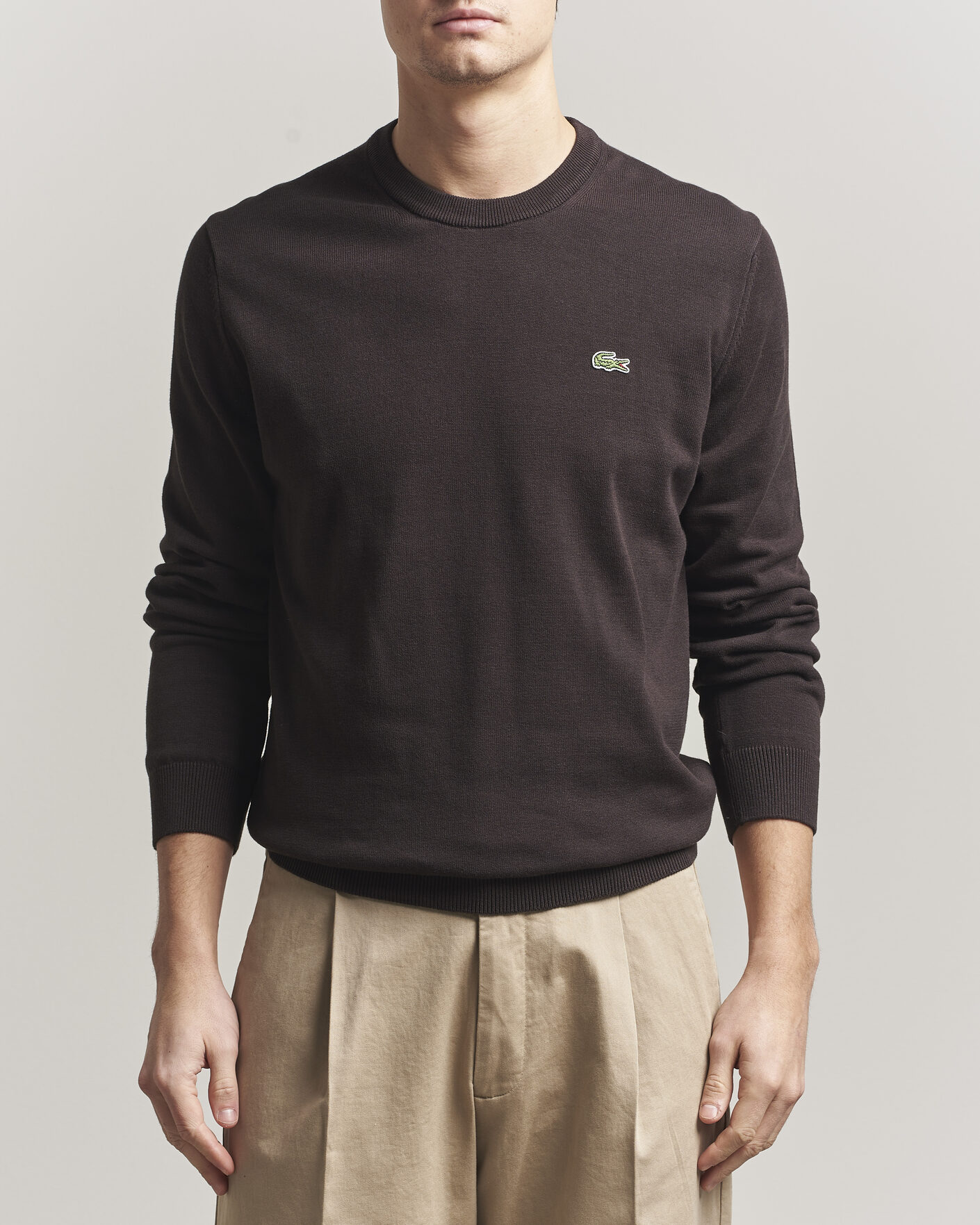 Herr | Tröjor | Lacoste | Cotton Knitted Sweater Buffalo Brown