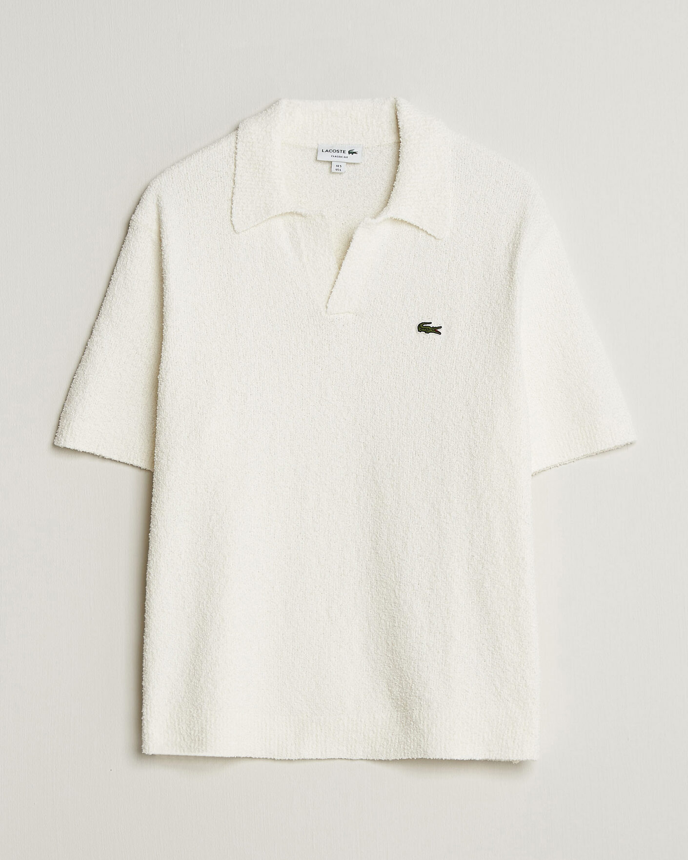 Herr | Pikéer | Lacoste | Cotton Bouclé Open Collar Polo Flour