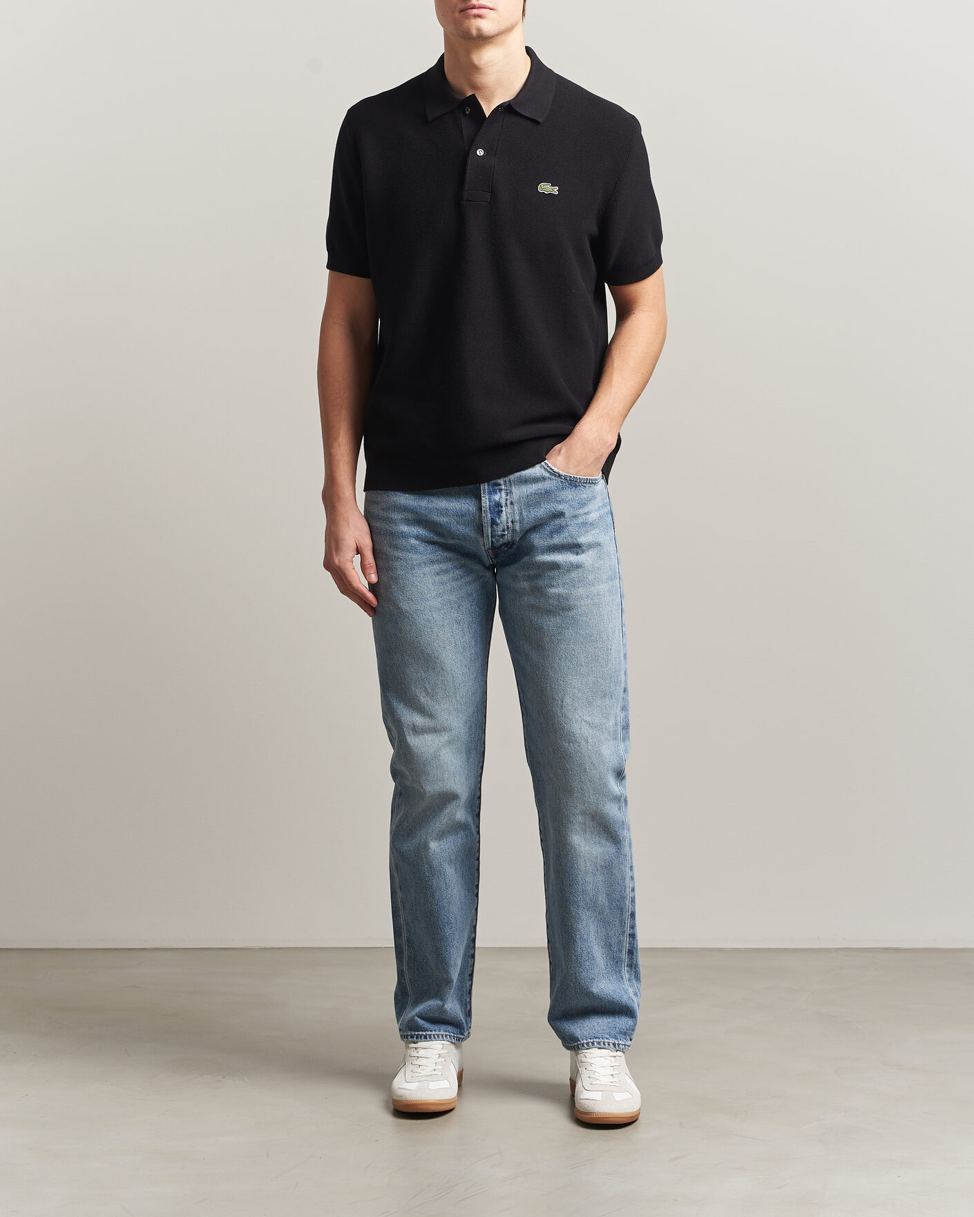 Herr | Pikéer | Lacoste | Cotton Knitted Polo Black