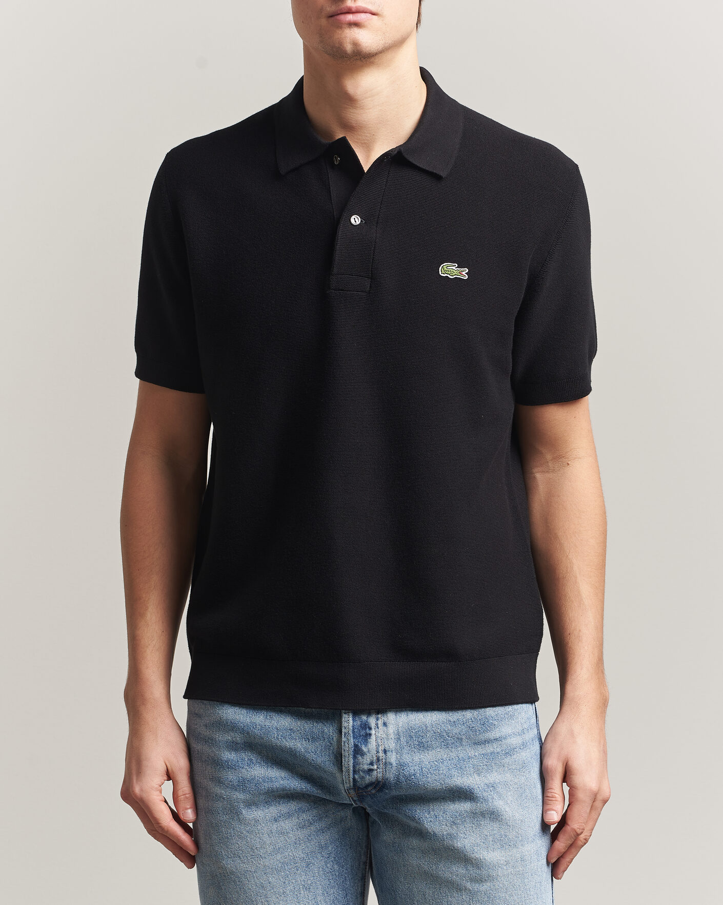 Herr | Pikéer | Lacoste | Cotton Knitted Polo Black