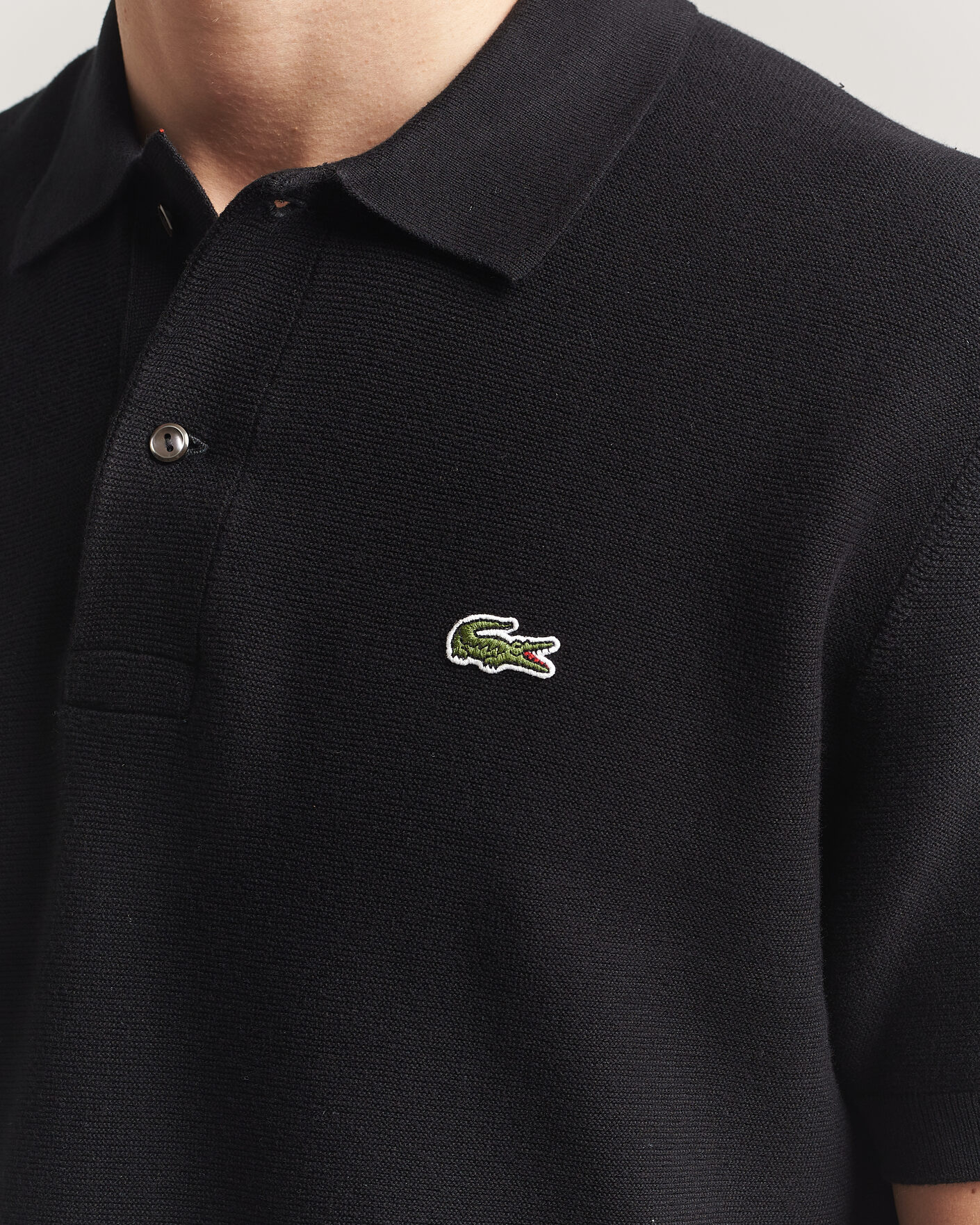 Herr | Pikéer | Lacoste | Cotton Knitted Polo Black