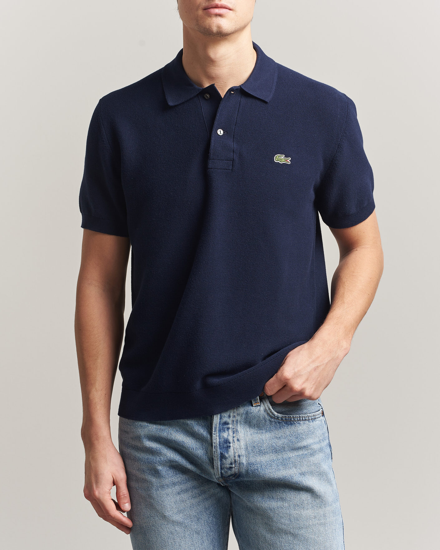 Herr | Pikéer | Lacoste | Cotton Knitted Polo Navy Blue