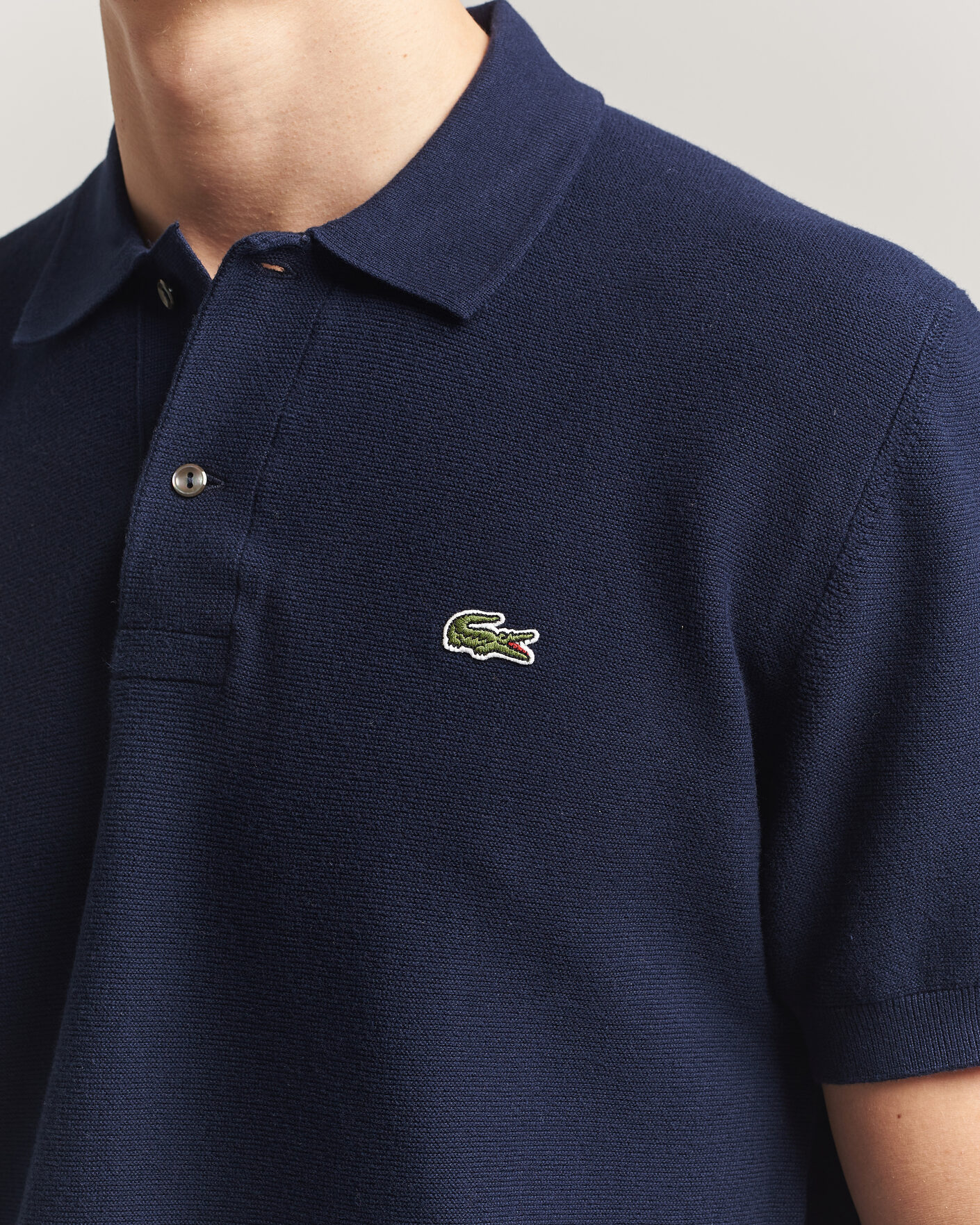 Herr | Pikéer | Lacoste | Cotton Knitted Polo Navy Blue