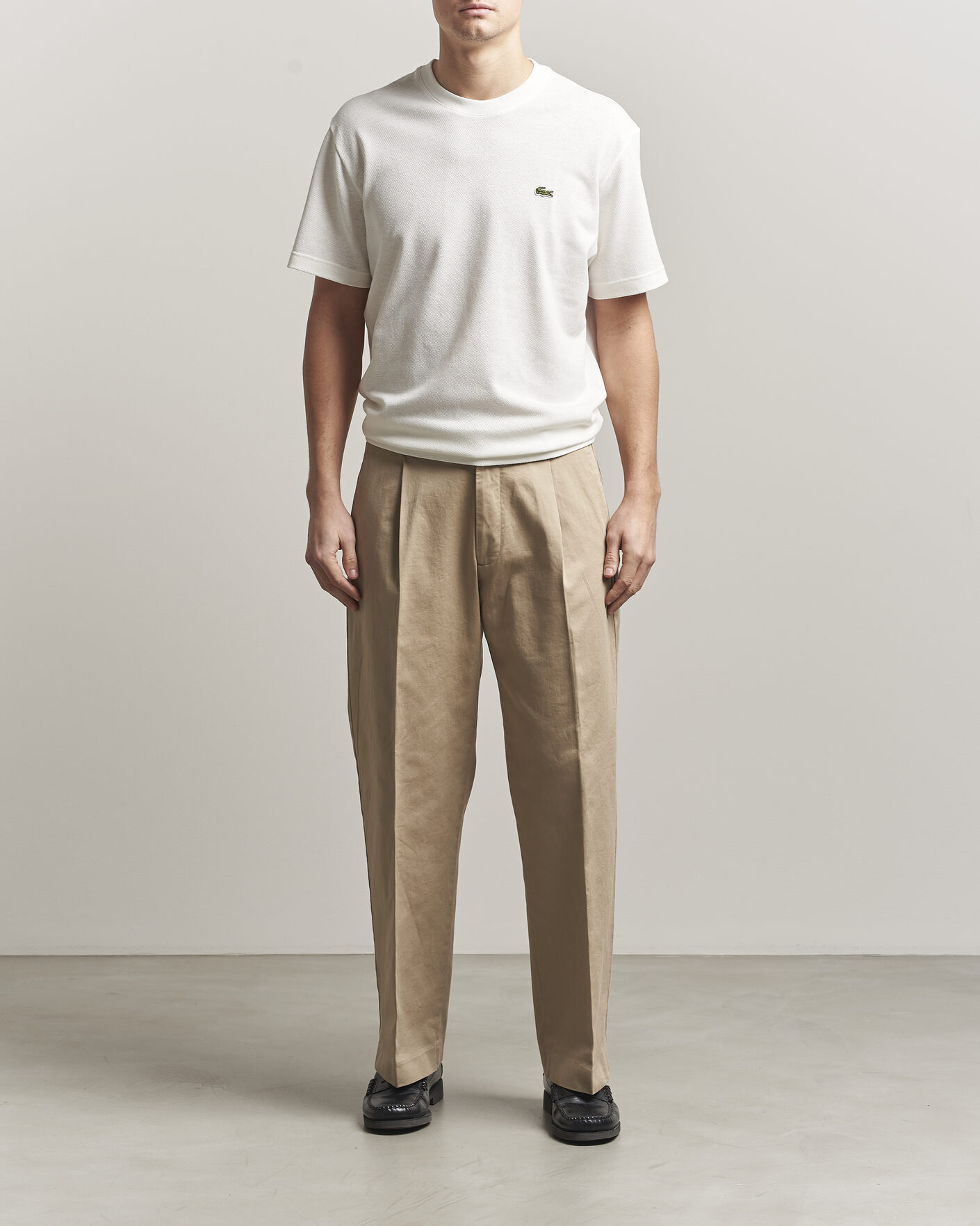 Herr | T-Shirts | Lacoste | Cotton/Linen Pique T-Shirt Flour