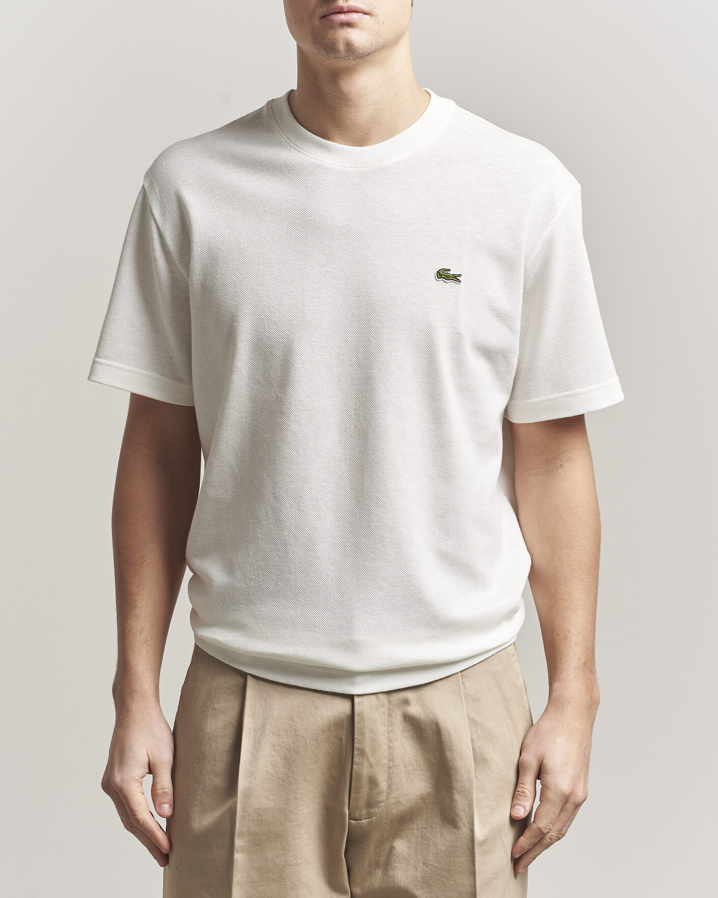 Herr | T-Shirts | Lacoste | Cotton/Linen Pique T-Shirt Flour